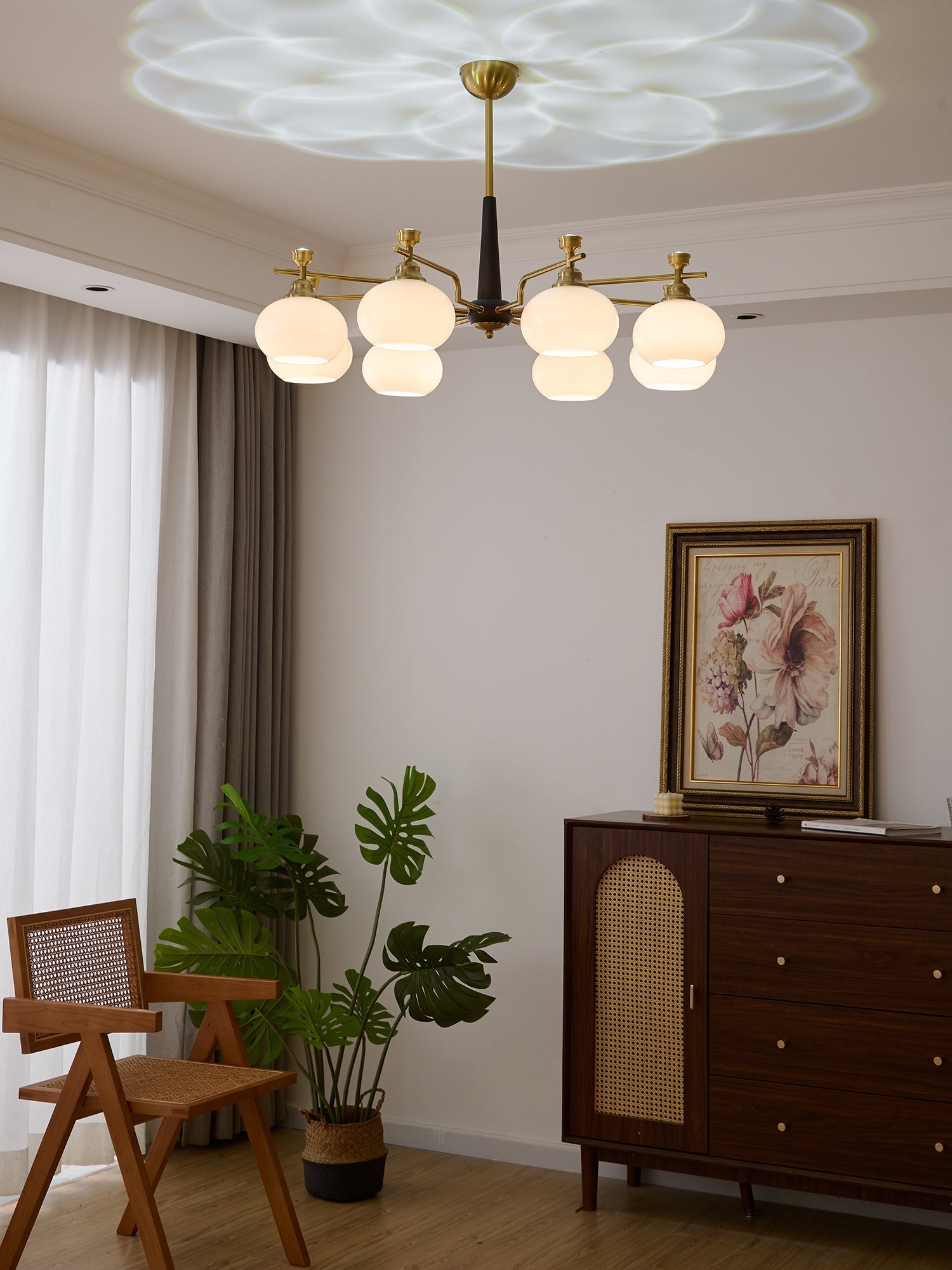Velirara Traditional Unique Sphere Wood Glass Chandelier - Letslighting
