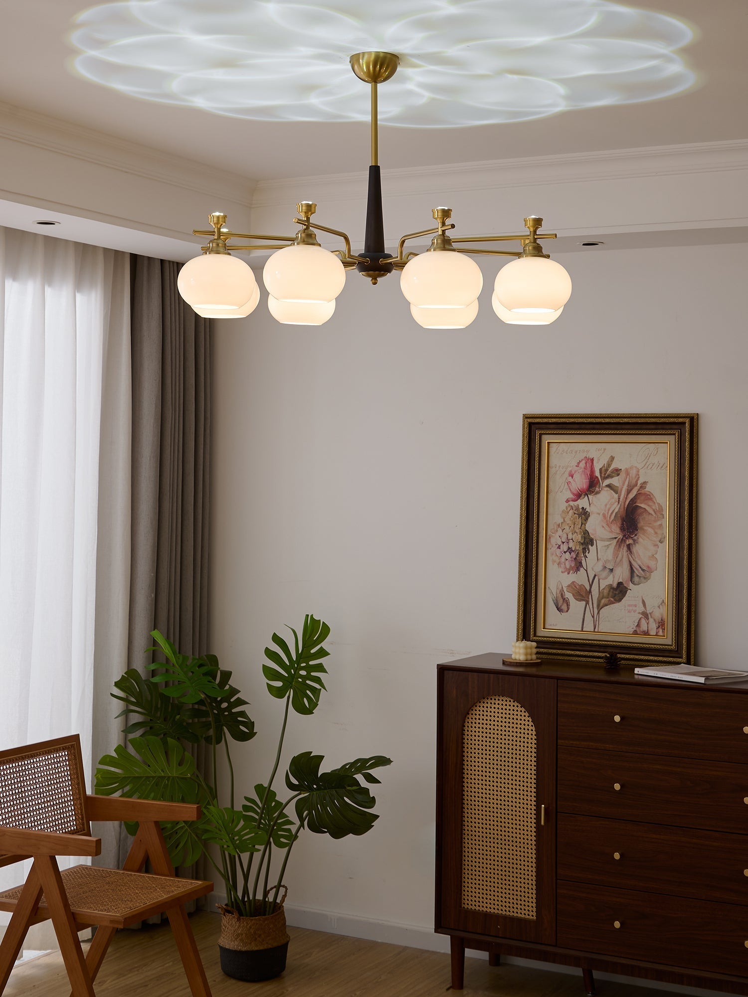 Velirara Traditional Unique Sphere Wood Glass Chandelier - Letslighting