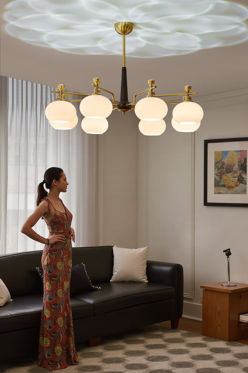 Velirara Traditional Unique Sphere Wood Glass Chandelier - Letslighting