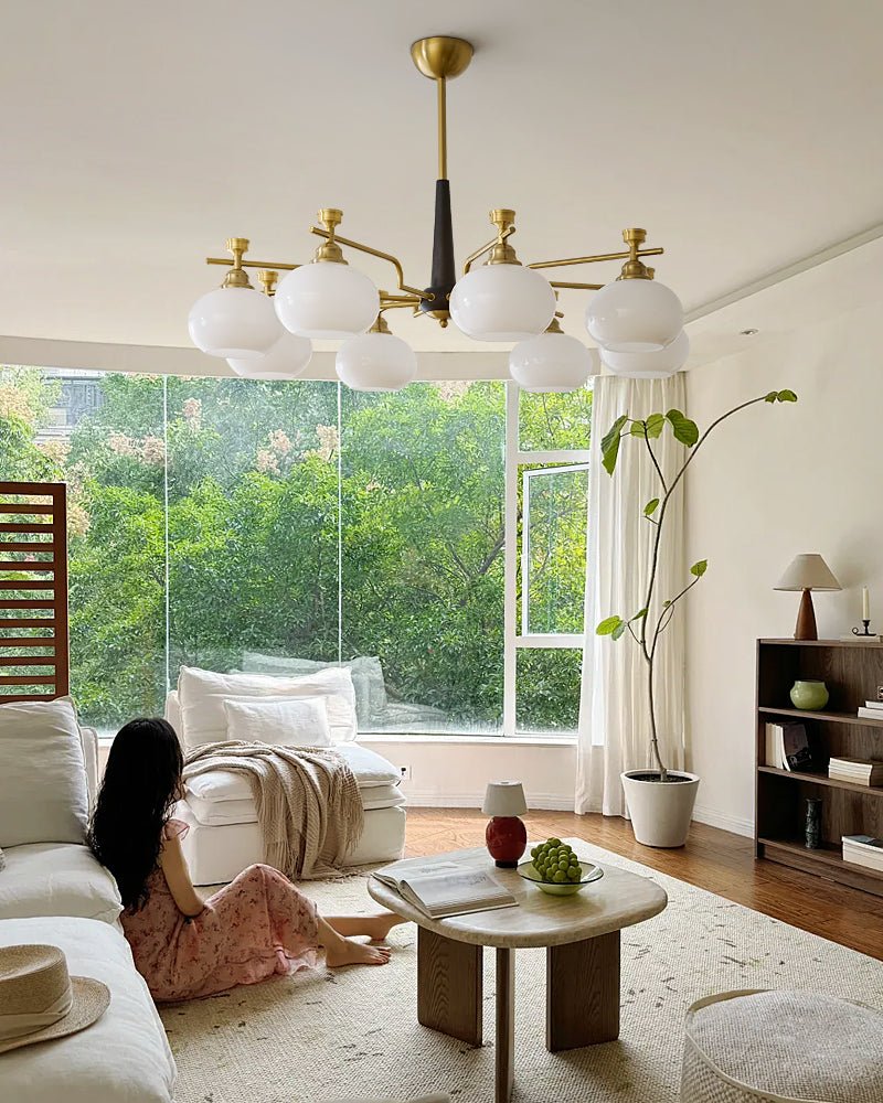Velirara Traditional Unique Sphere Wood Glass Chandelier - Letslighting