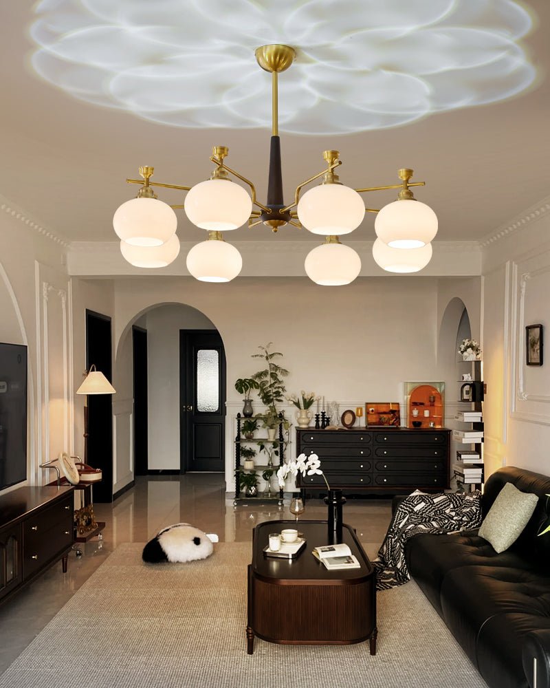 Velirara Traditional Unique Sphere Wood Glass Chandelier - Letslighting