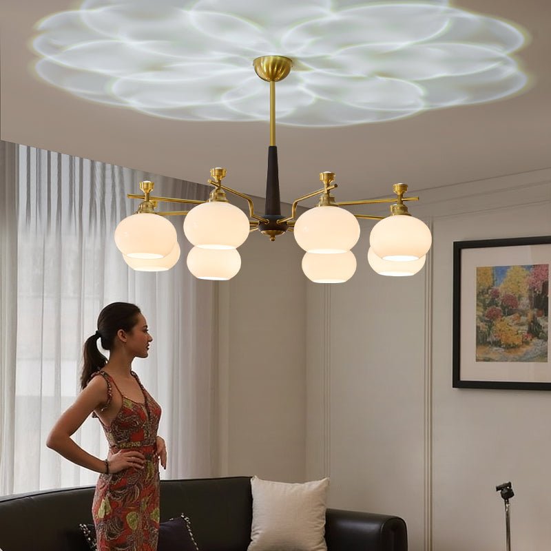 Velirara Traditional Unique Sphere Wood Glass Chandelier - Letslighting