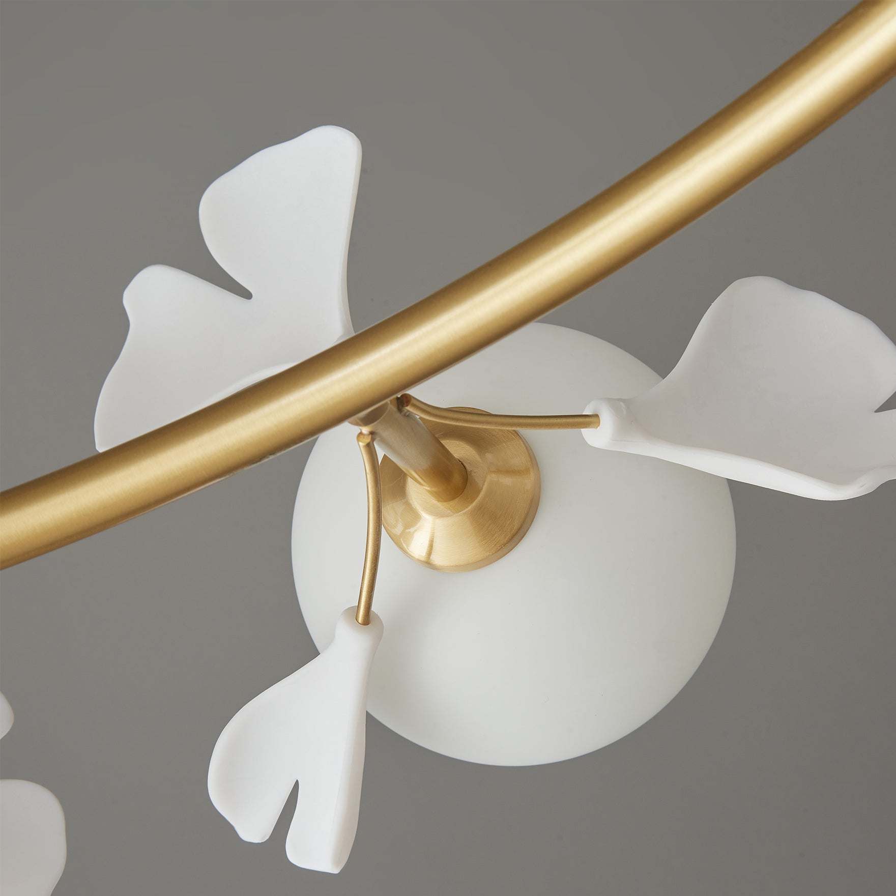 Allanie Gingko Chandelier Round Brass Globe Leaf - Letslighting