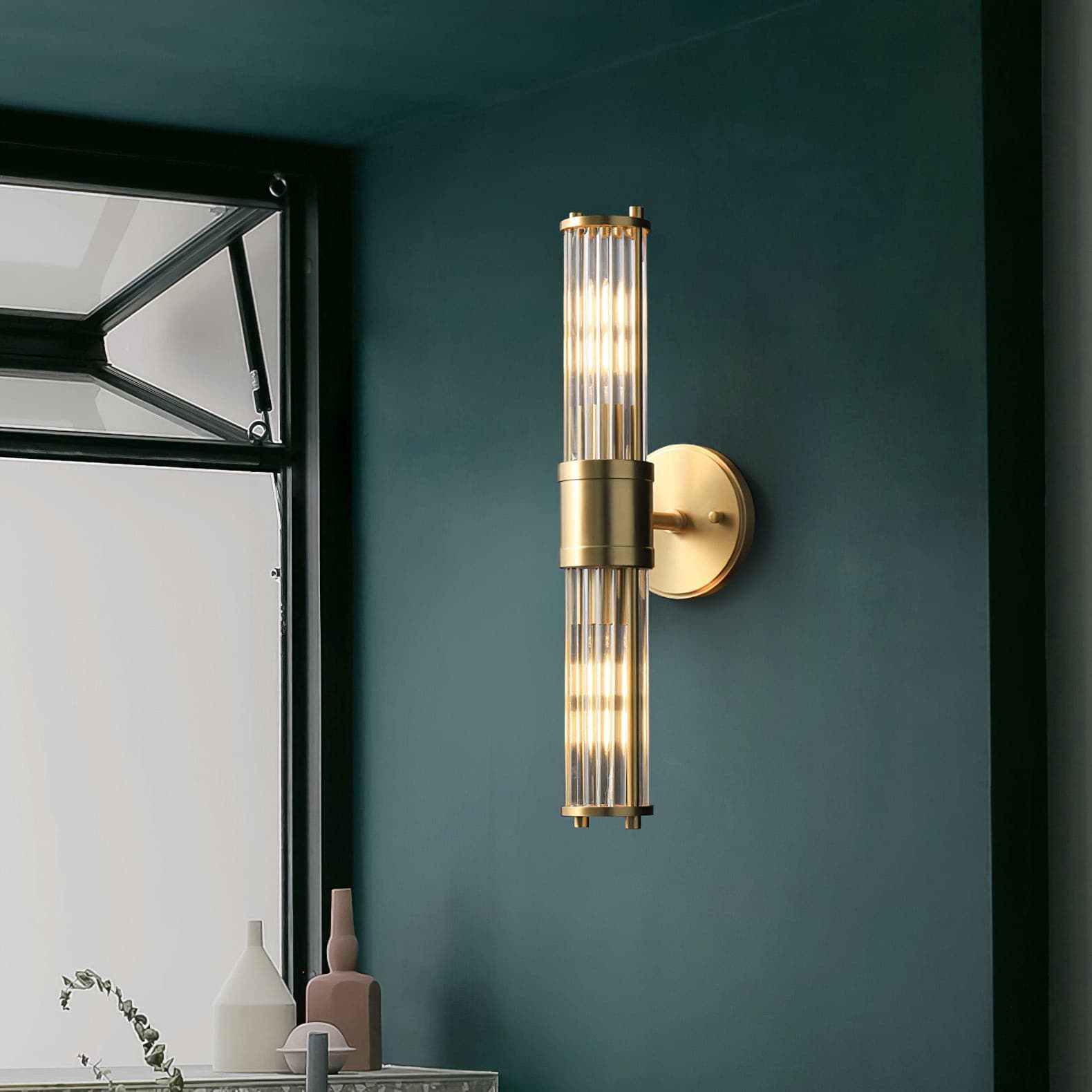 Allen Wall Lamp Glass Rods Modern Brass - Letslighting