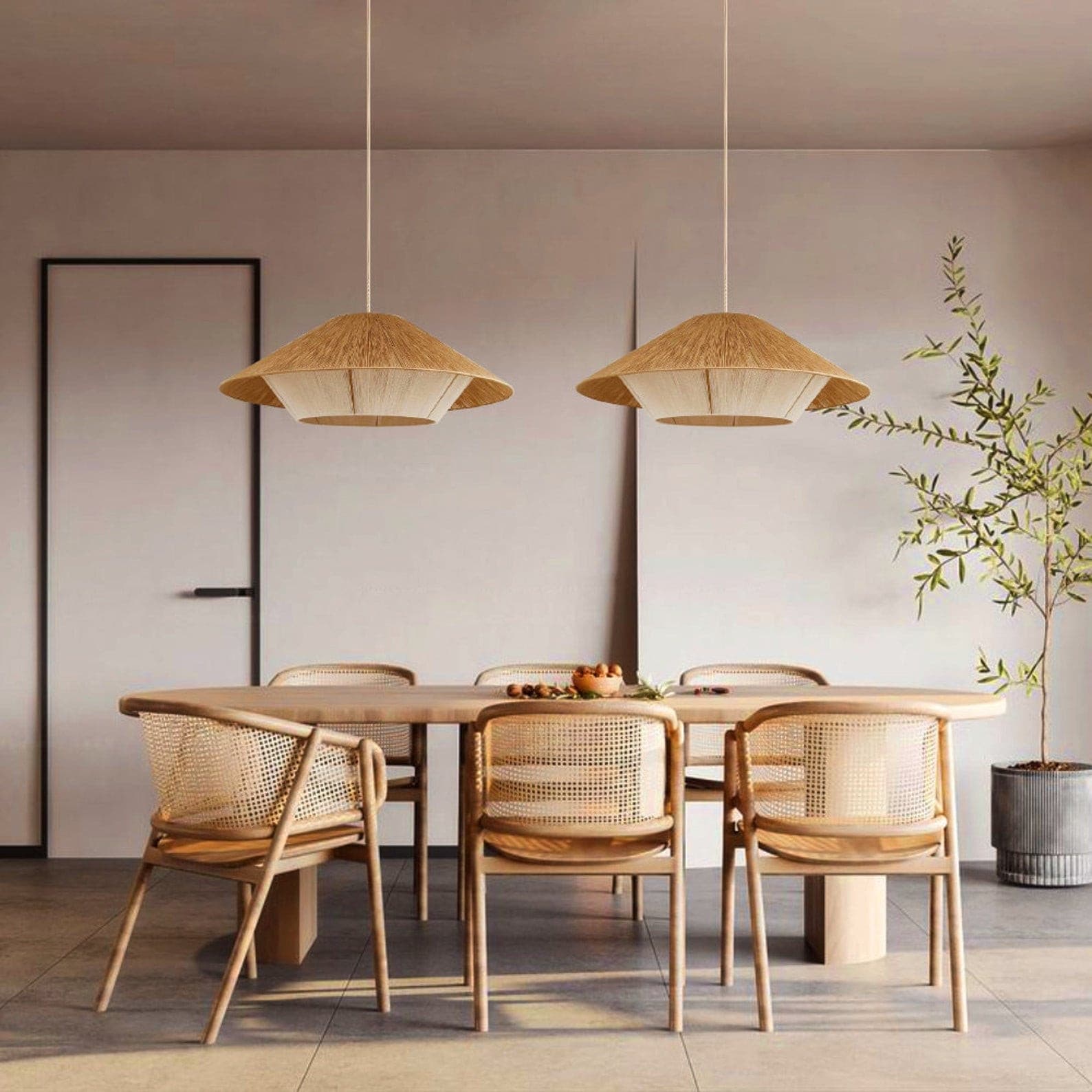 Aloha Sand Pendant Lamp Raphia Rope Minimalist Wabi Sabi - Letslighting