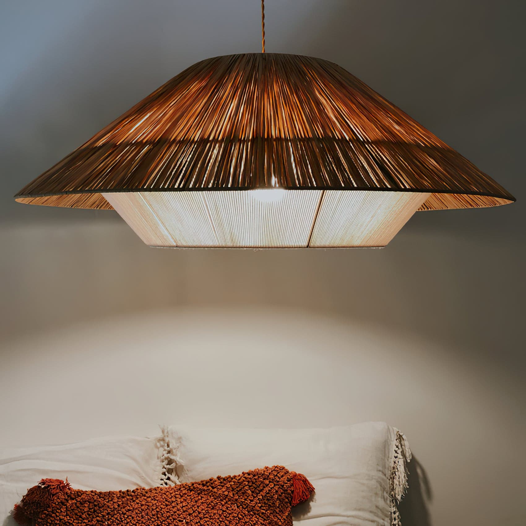 Aloha Sand Pendant Lamp Raphia Rope Minimalist Wabi Sabi - Letslighting