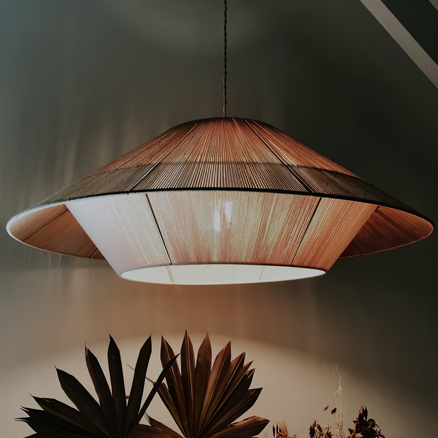 Aloha Sand Pendant Lamp Raphia Rope Minimalist Wabi Sabi - Letslighting