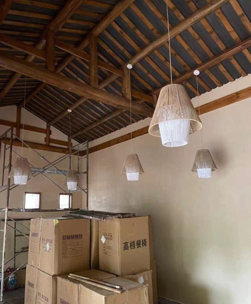 Aloha Sand Pendant Lamp Raphia Rope Minimalist Wabi Sabi - Letslighting