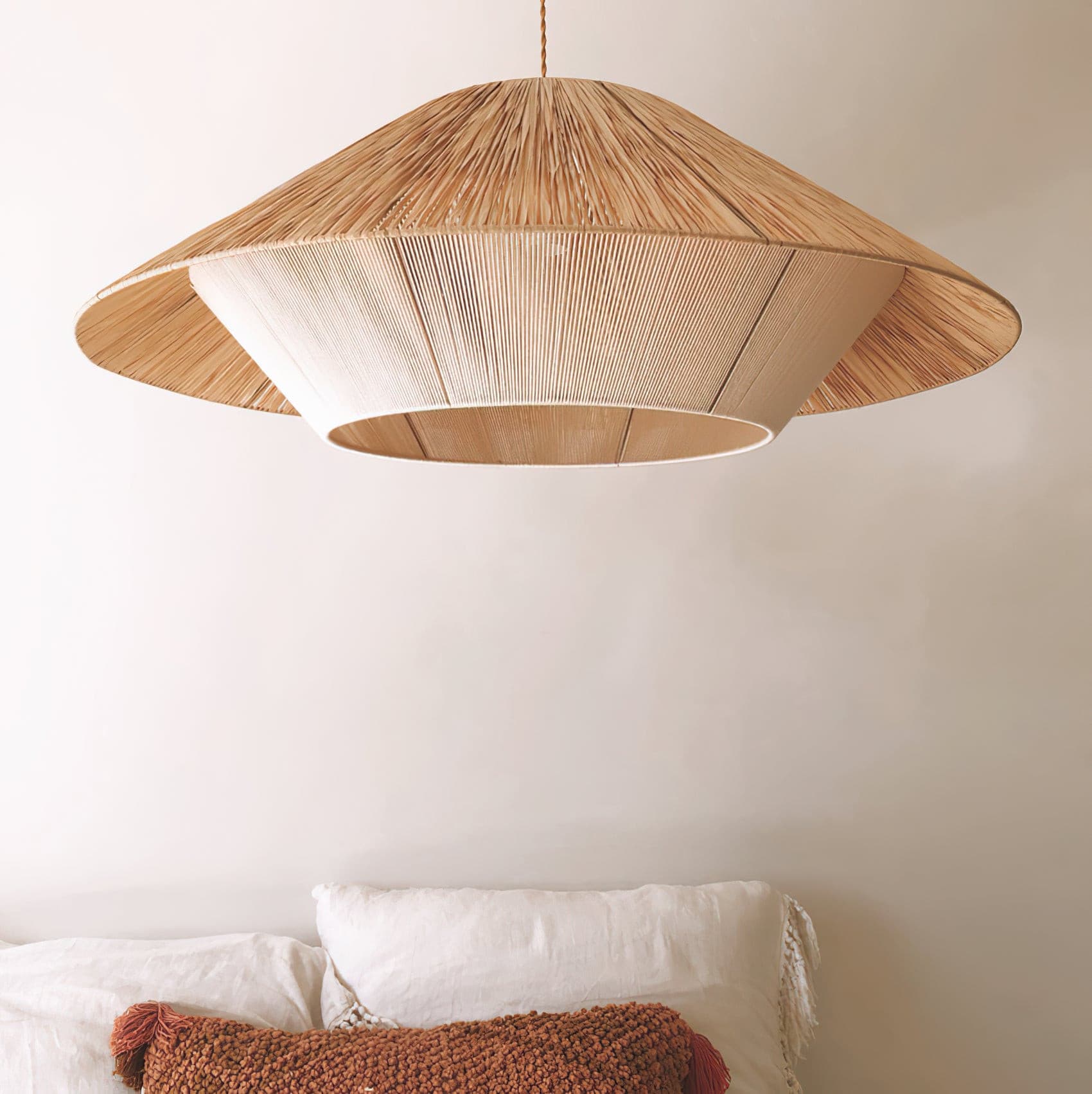 Aloha Sand Pendant Lamp Raphia Rope Minimalist Wabi Sabi - Letslighting