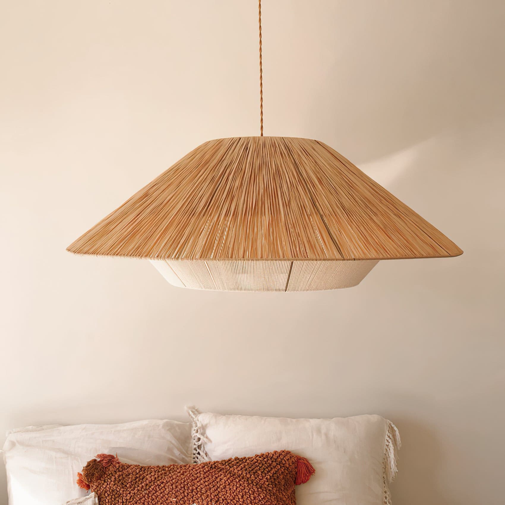 Aloha Sand Pendant Lamp Raphia Rope Minimalist Wabi Sabi - Letslighting