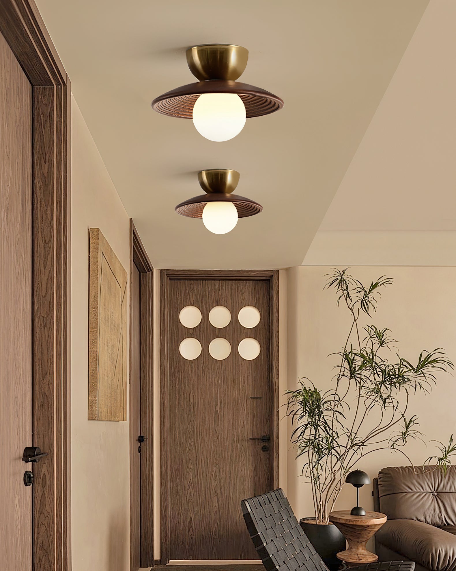 Alora Ceiling Lamp Wood Spiral Glass Globe - Letslighting