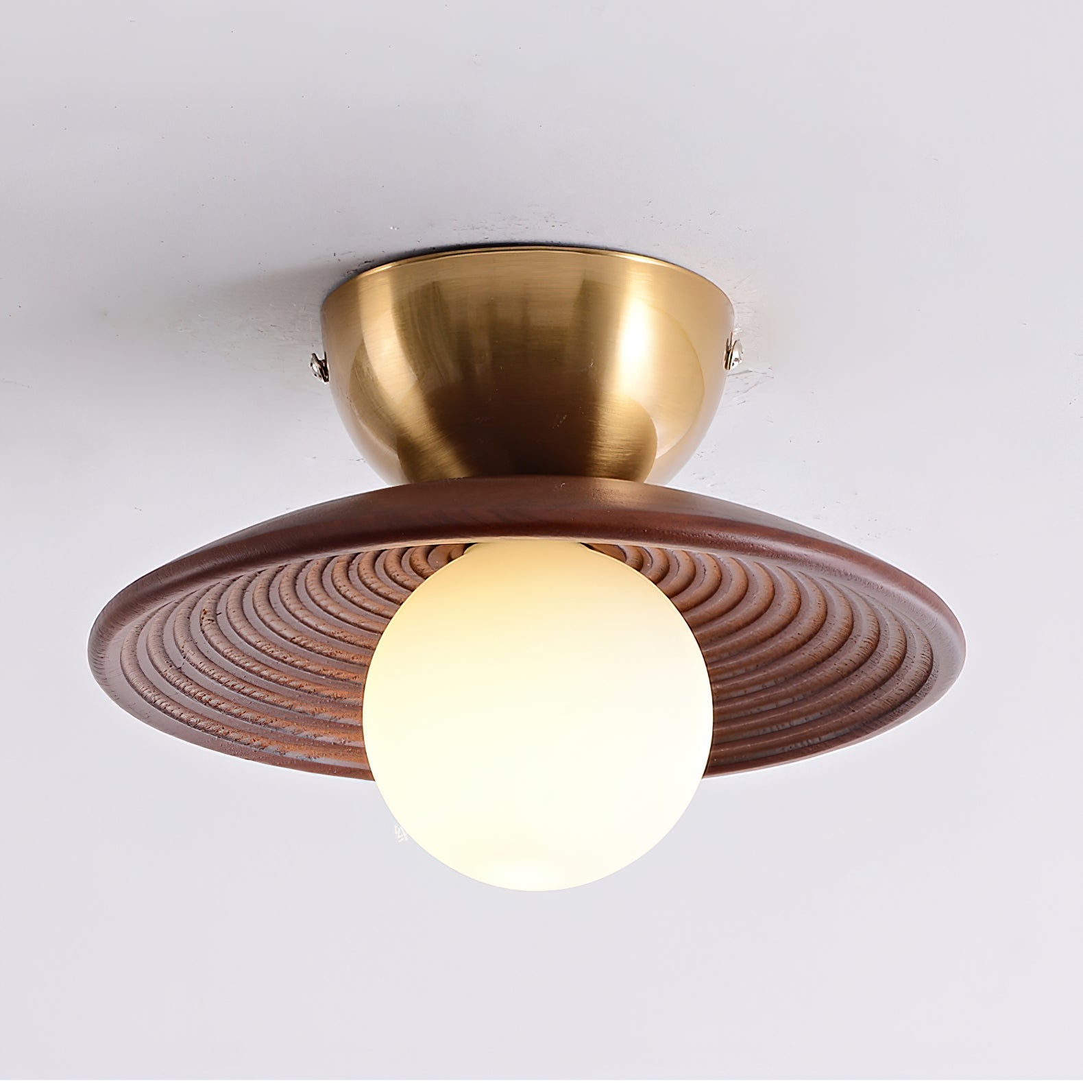 Alora Ceiling Lamp Wood Spiral Glass Globe - Letslighting