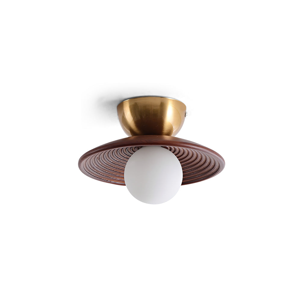 Alora Ceiling Lamp Wood Spiral Glass Globe - Letslighting