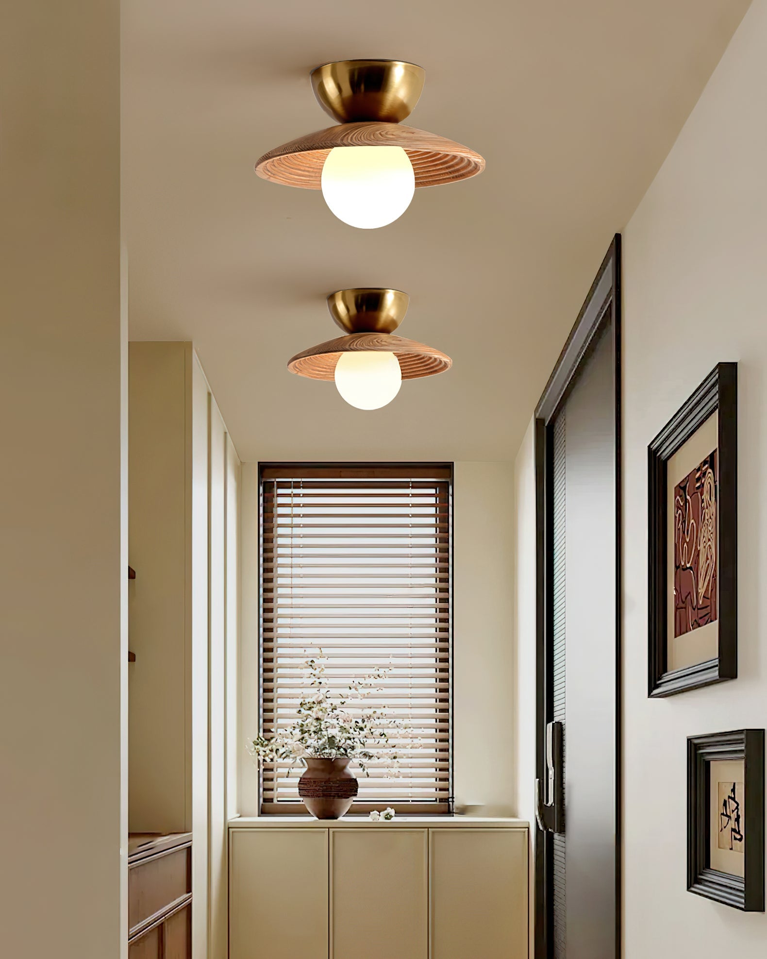 Alora Ceiling Lamp Wood Spiral Glass Globe - Letslighting