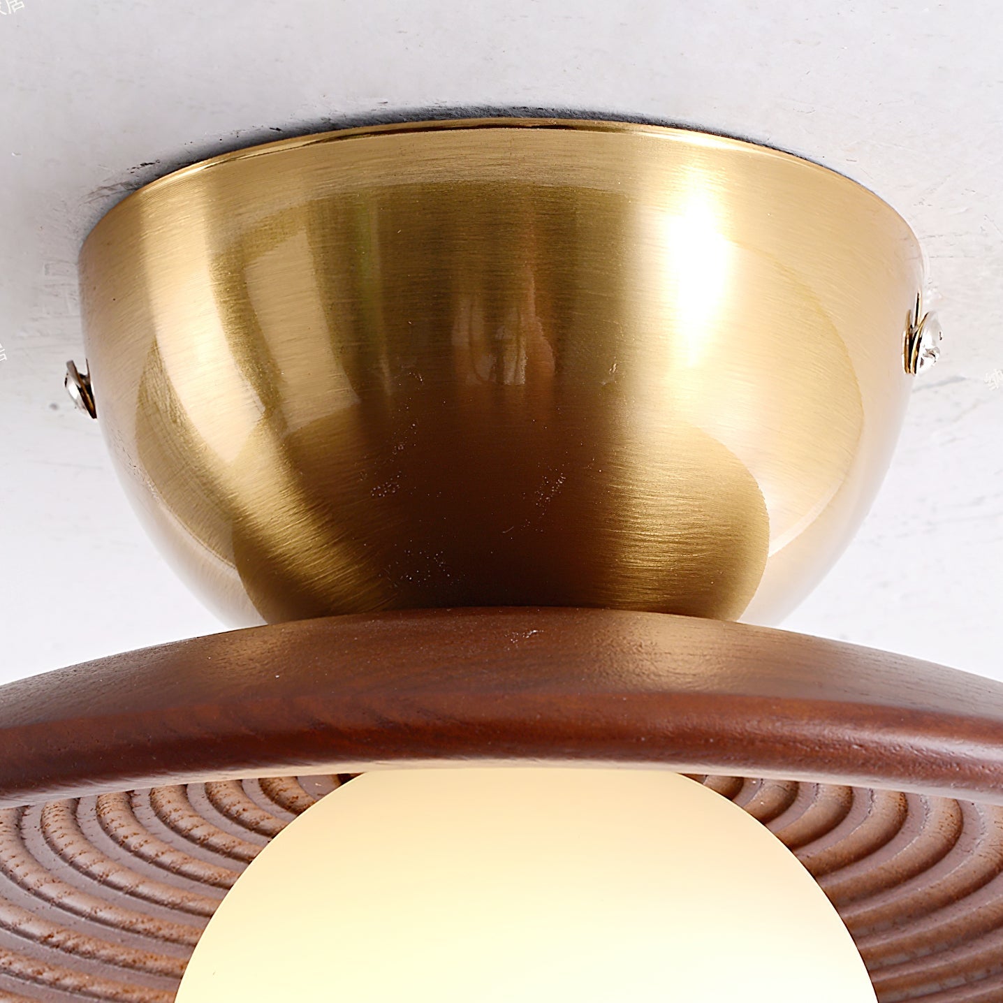 Alora Ceiling Lamp Wood Spiral Glass Globe - Letslighting