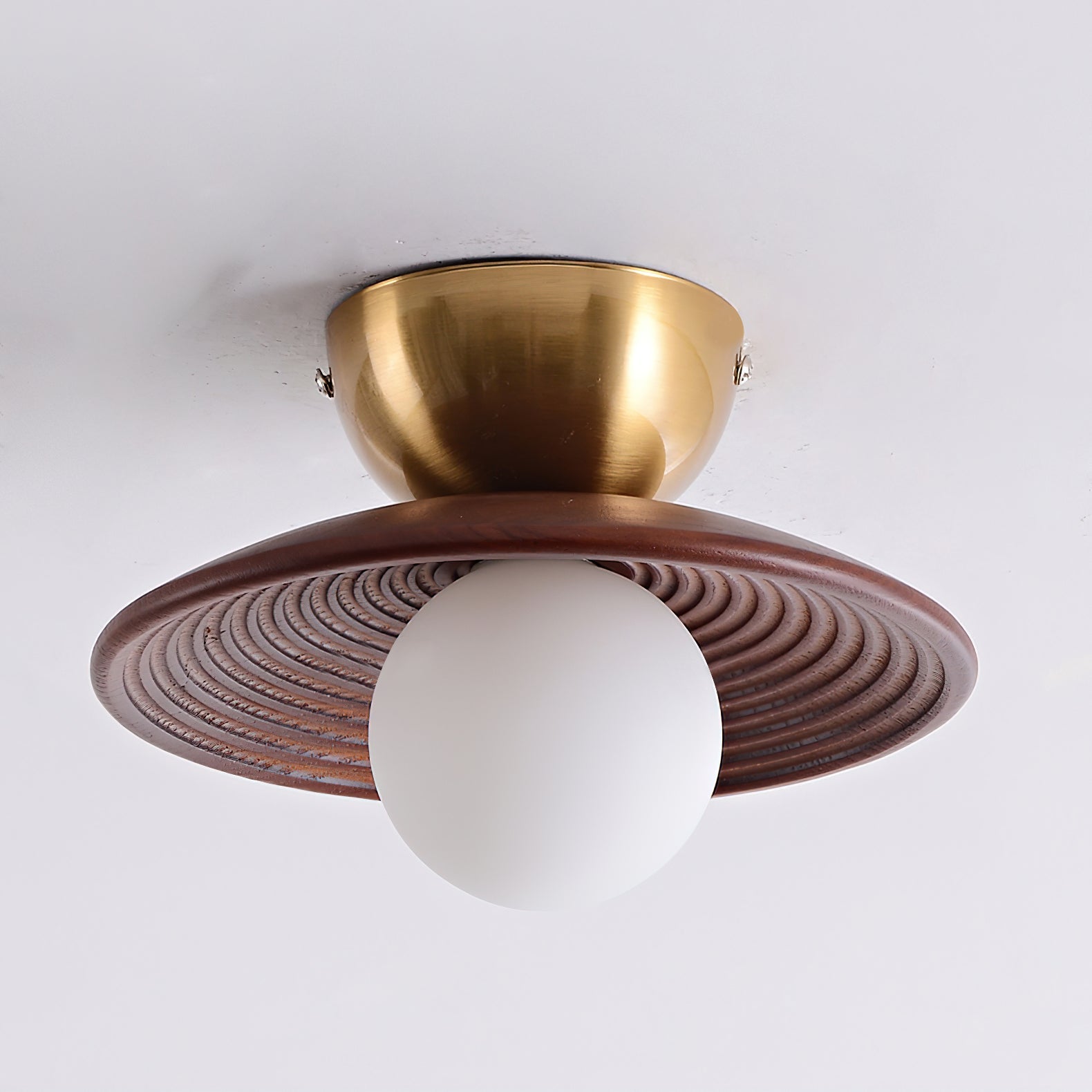 Alora Ceiling Lamp Wood Spiral Glass Globe - Letslighting