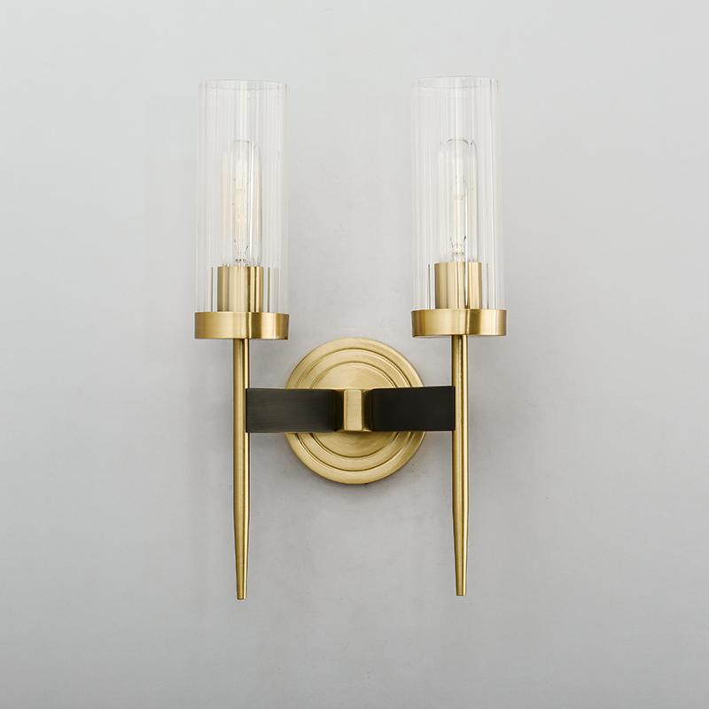 Alouette Wall Lamp Brass Candlestick Glass Shade - Letslighting