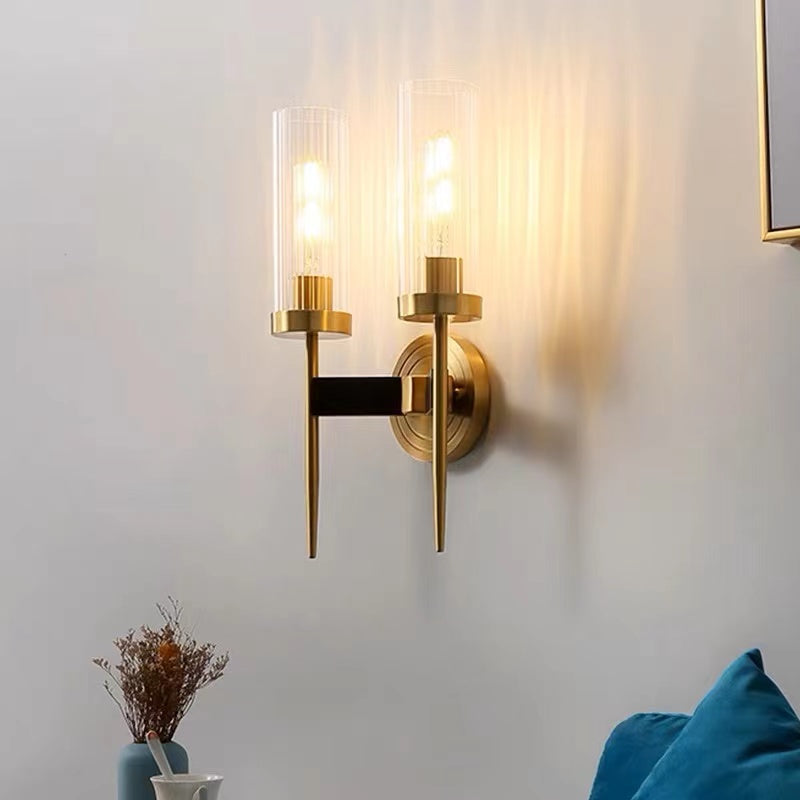 Alouette Wall Lamp Brass Candlestick Glass Shade - Letslighting