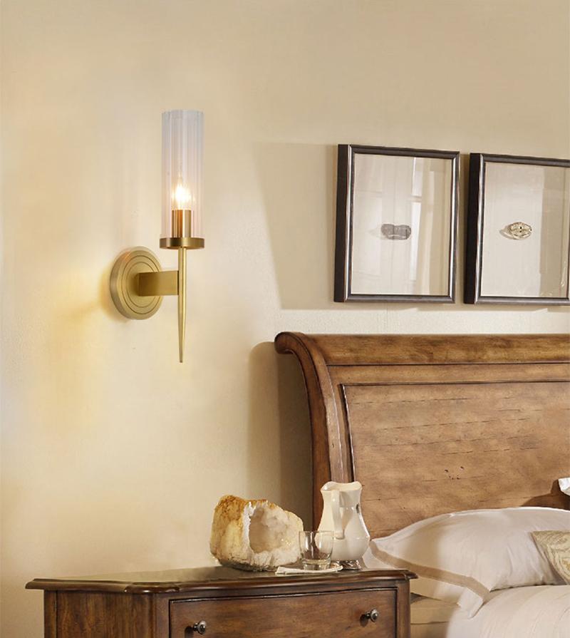Alouette Wall Lamp Brass Candlestick Glass Shade - Letslighting