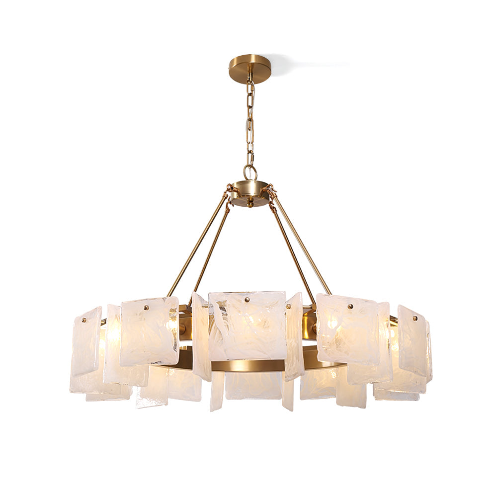 Alsona Chandelier Brushed Copper Glass Panel - Letslighting