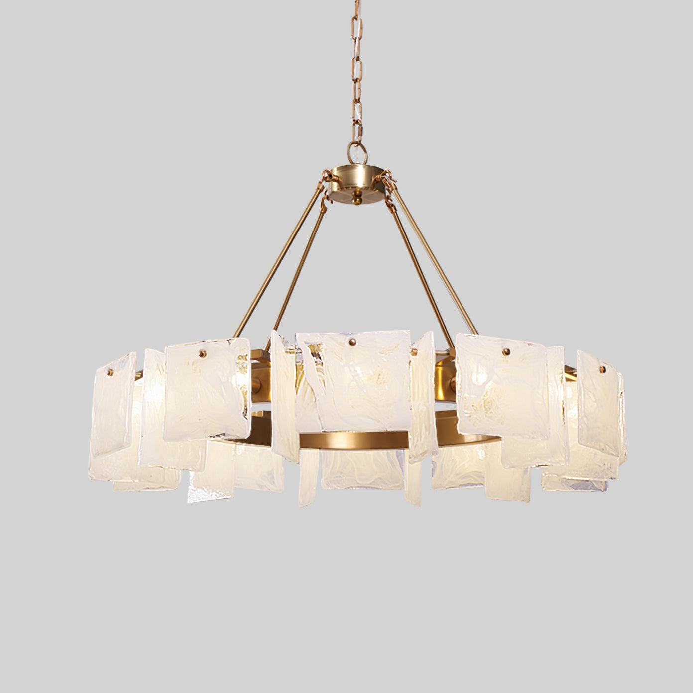 Alsona Chandelier Brushed Copper Glass Panel - Letslighting