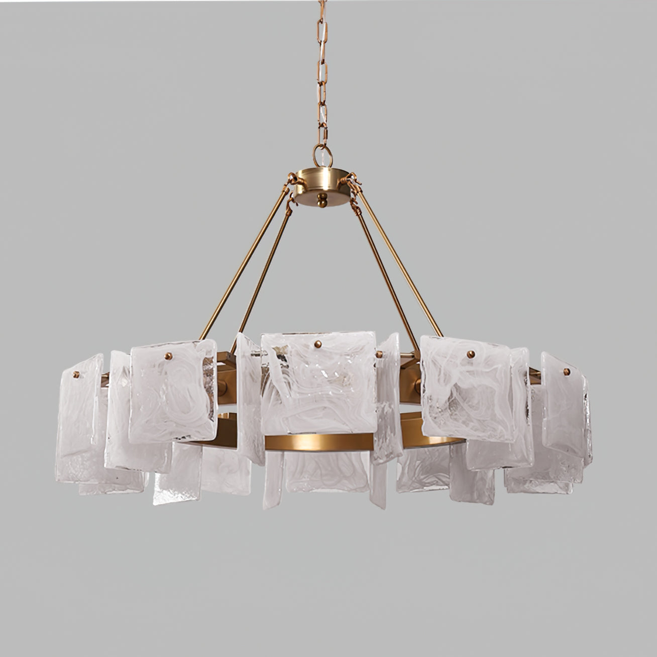 Alsona Chandelier Brushed Copper Glass Panel - Letslighting