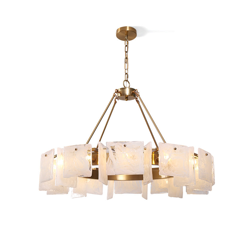 Alsona Chandelier Brushed Copper Glass Panel - Letslighting