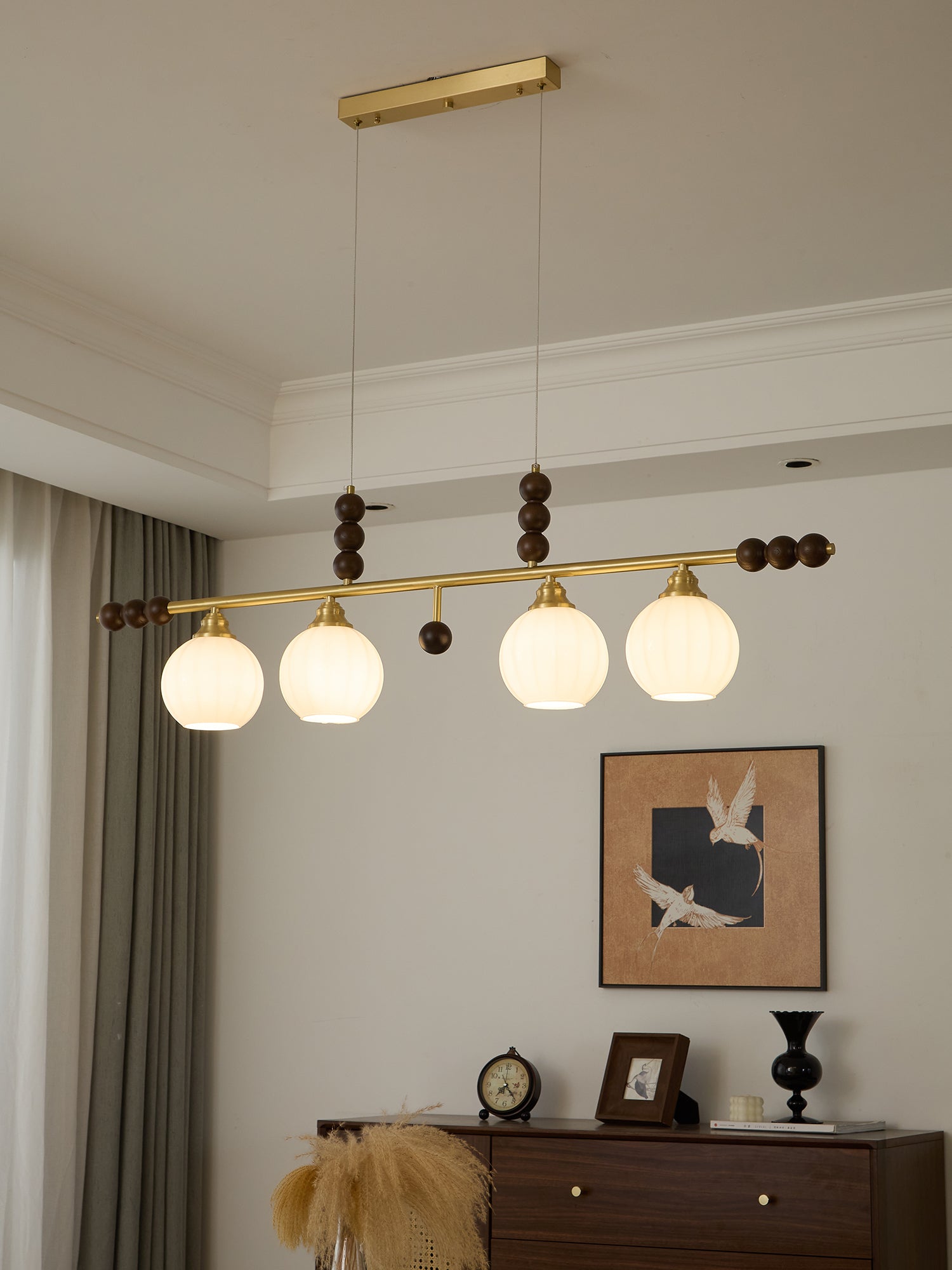 Zerinen Premium Nordic Art Island Glass Wood Pendant Lamp - Letslighting