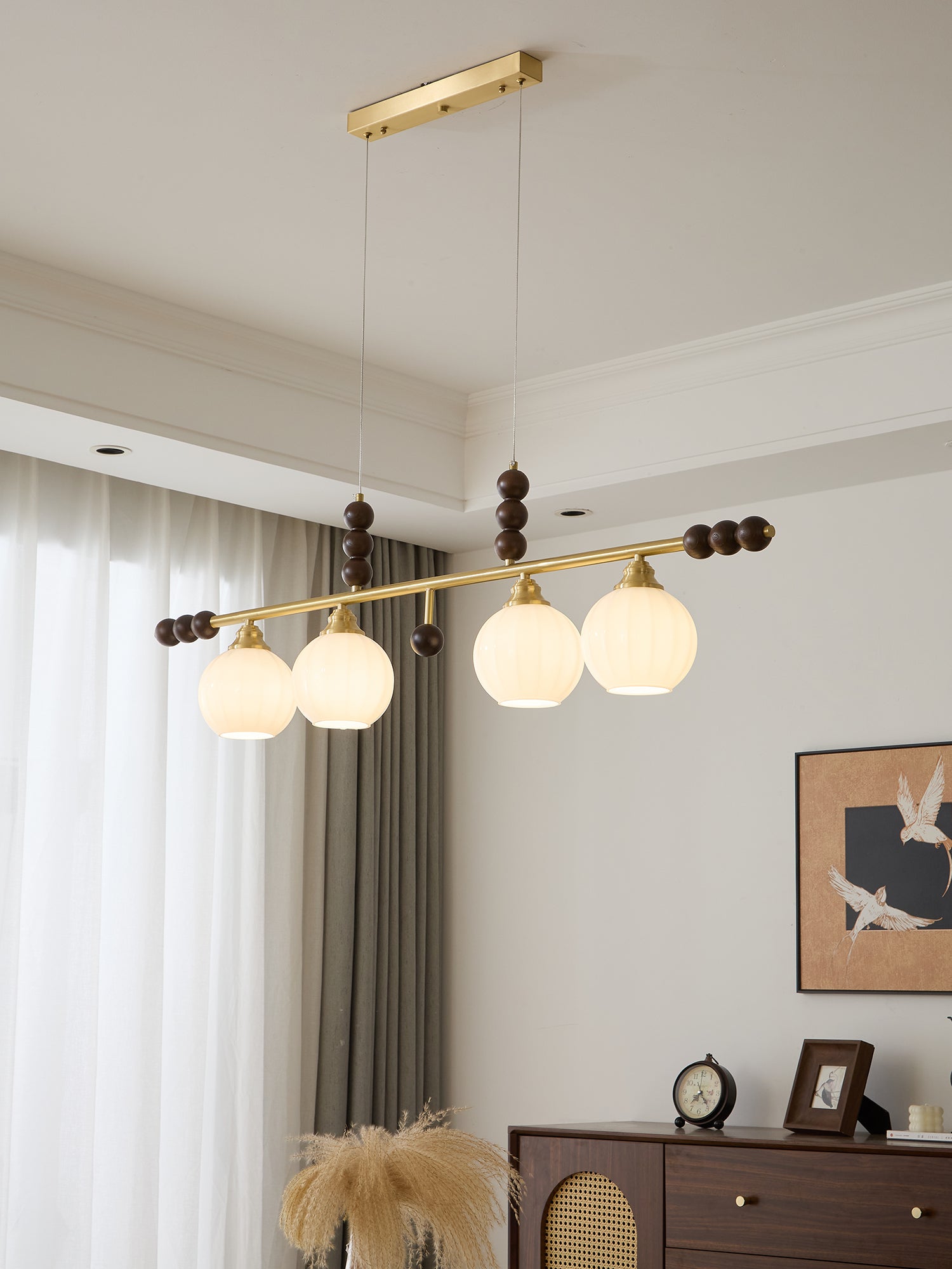 Zerinen Premium Nordic Art Island Glass Wood Pendant Lamp - Letslighting