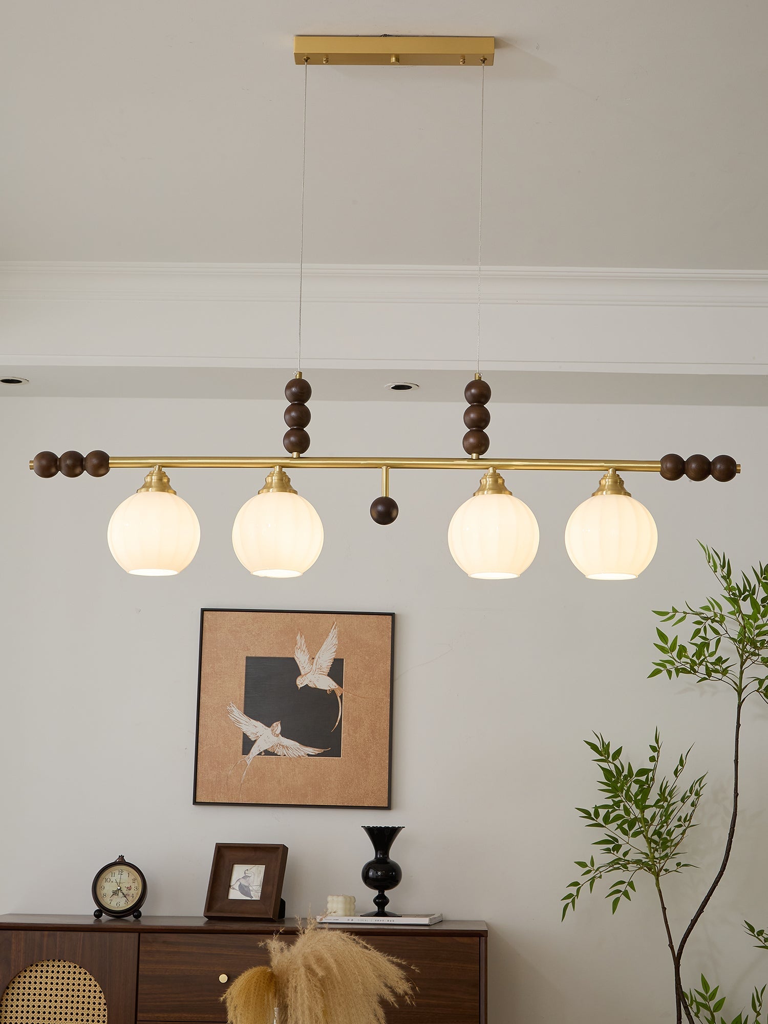 Zerinen Premium Nordic Art Island Glass Wood Pendant Lamp - Letslighting