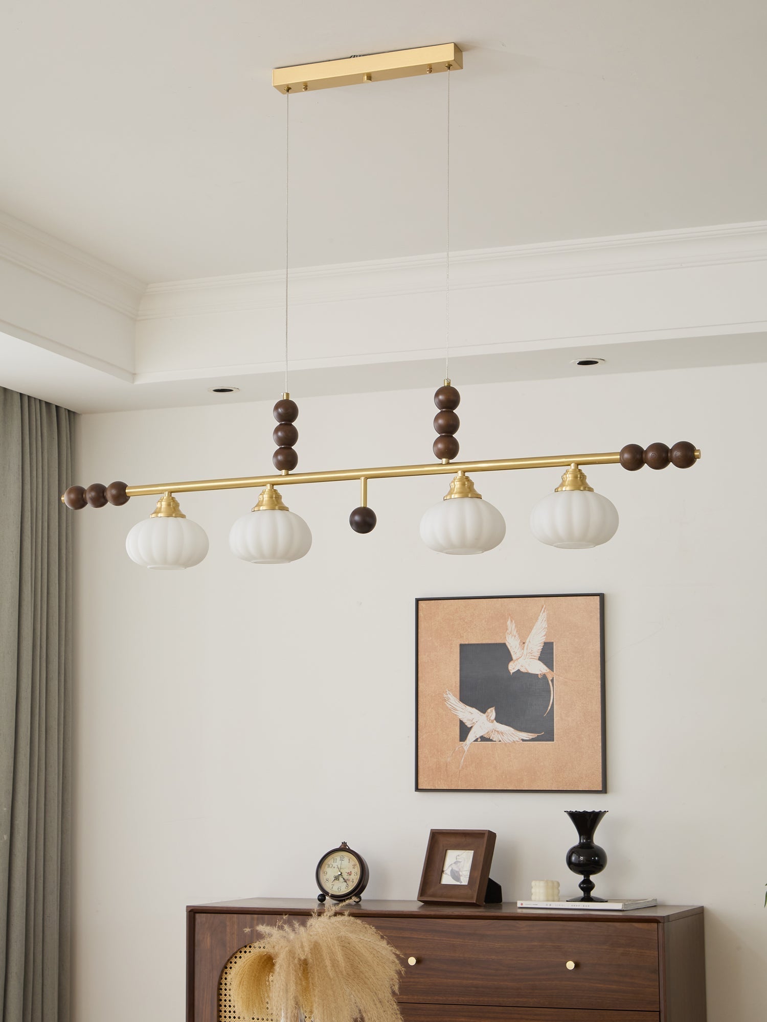 Zerinen Premium Nordic Art Island Glass Wood Pendant Lamp - Letslighting