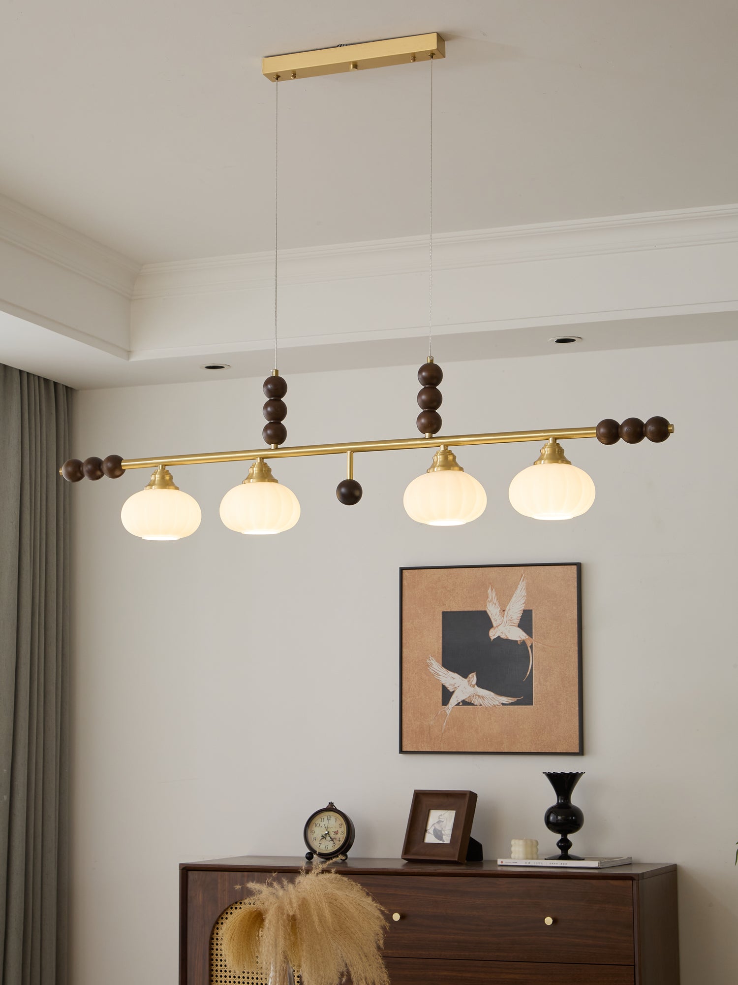 Zerinen Premium Nordic Art Island Glass Wood Pendant Lamp - Letslighting