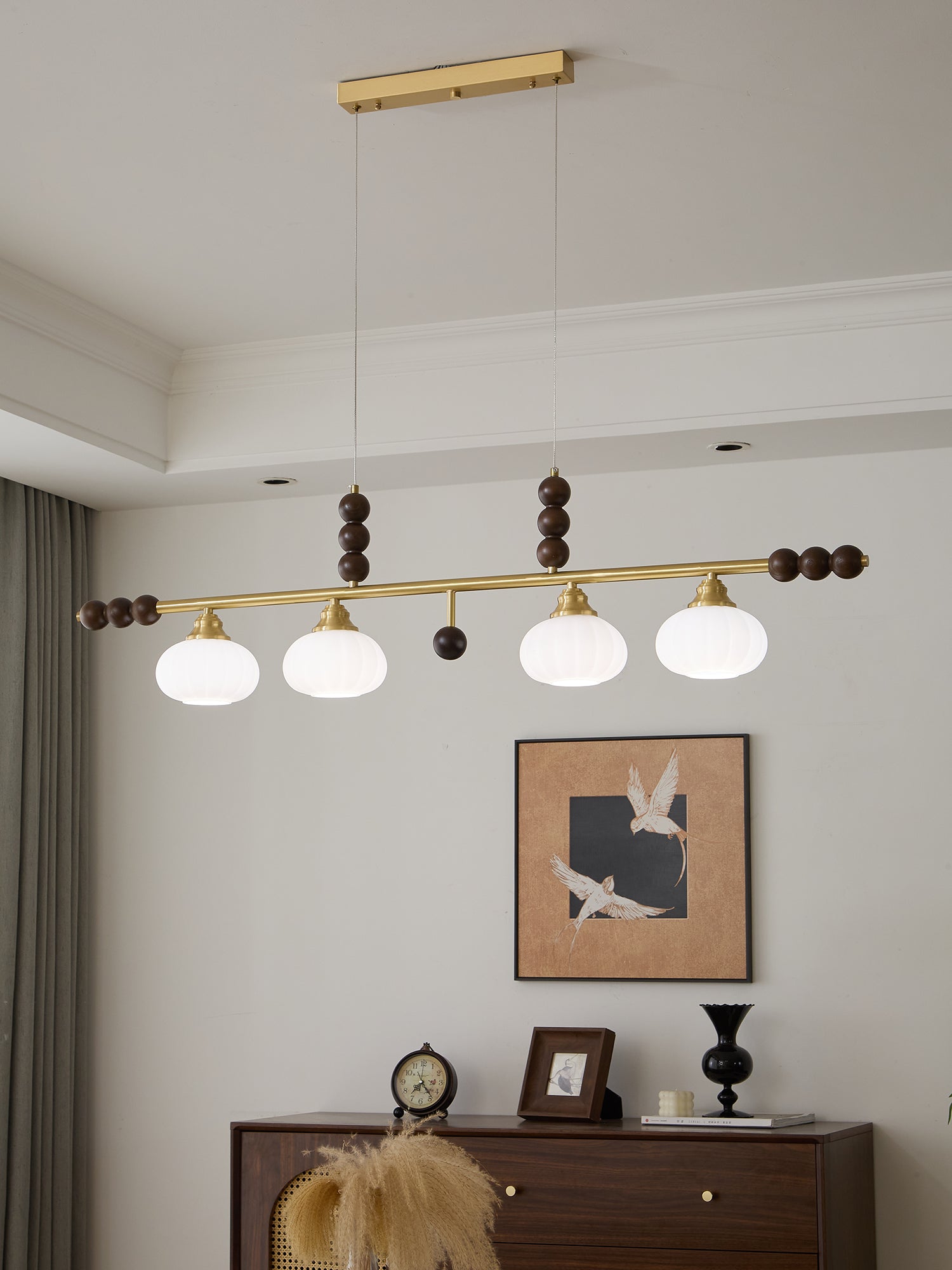 Zerinen Premium Nordic Art Island Glass Wood Pendant Lamp - Letslighting