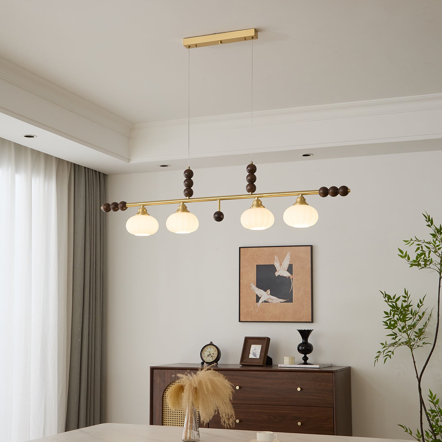 Zerinen Premium Nordic Art Island Glass Wood Pendant Lamp - Letslighting