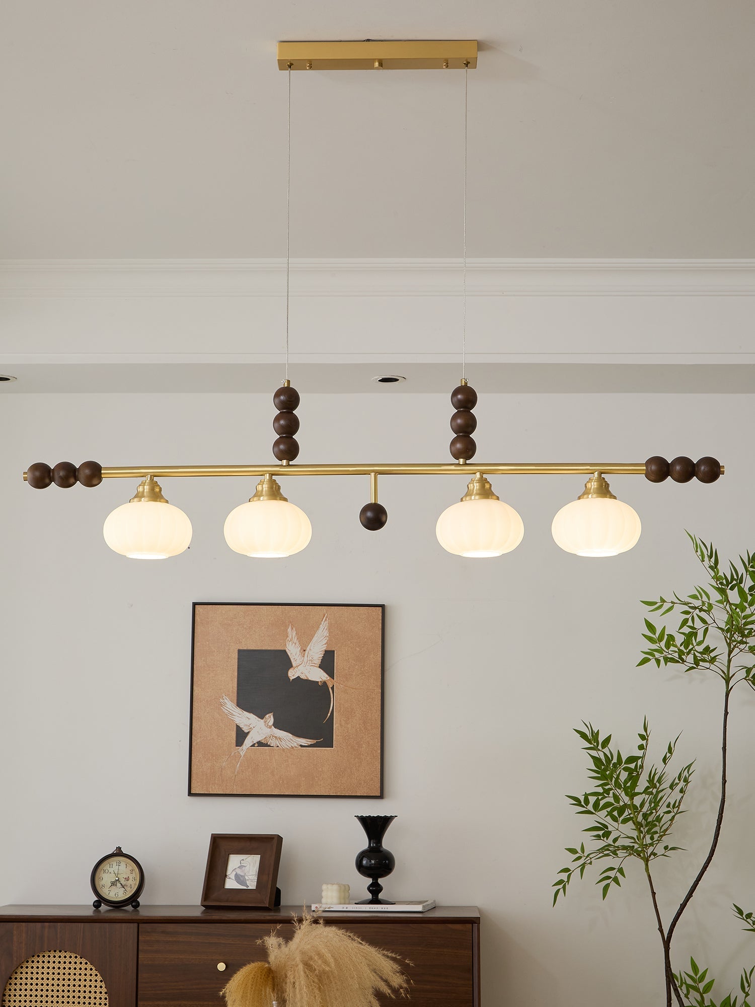 Zerinen Premium Nordic Art Island Glass Wood Pendant Lamp - Letslighting