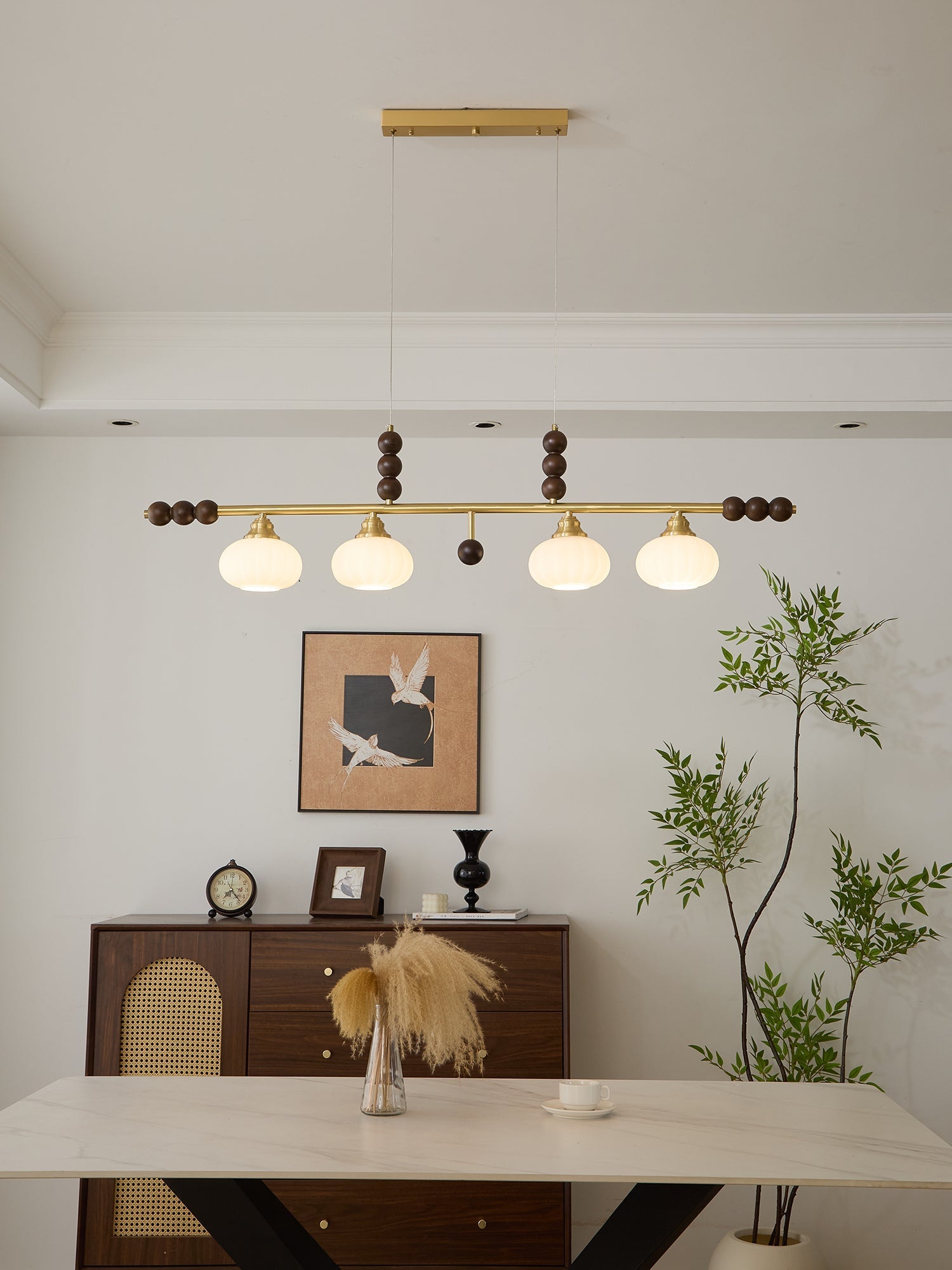 Zerinen Premium Nordic Art Island Glass Wood Pendant Lamp - Letslighting