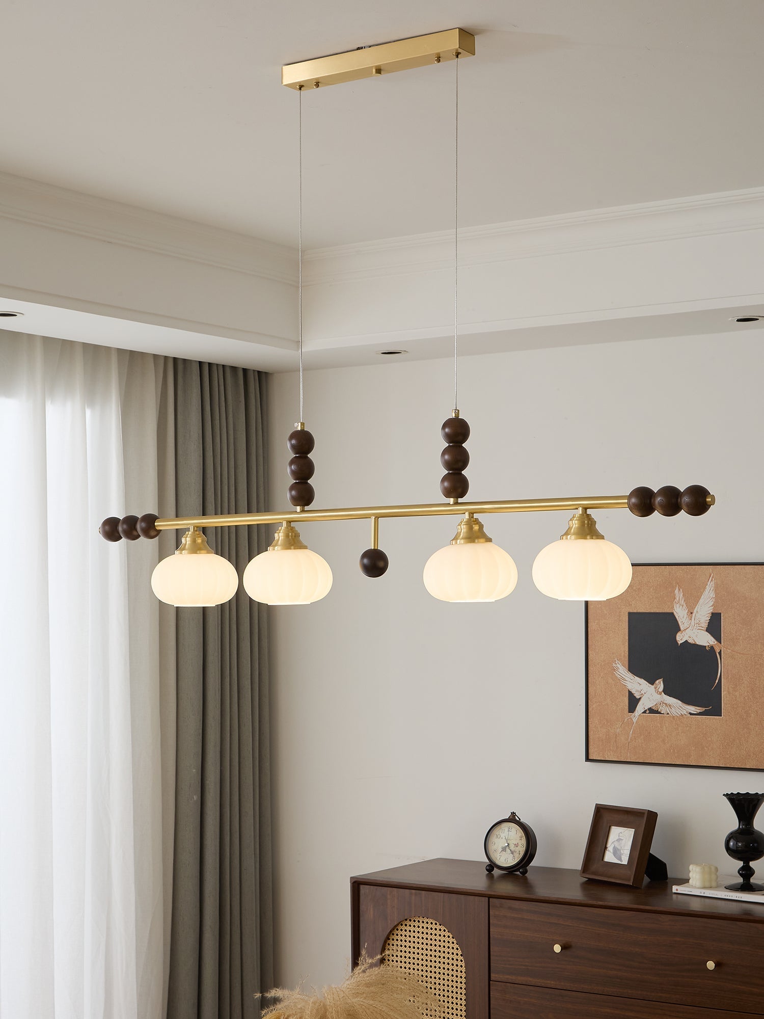 Zerinen Premium Nordic Art Island Glass Wood Pendant Lamp - Letslighting