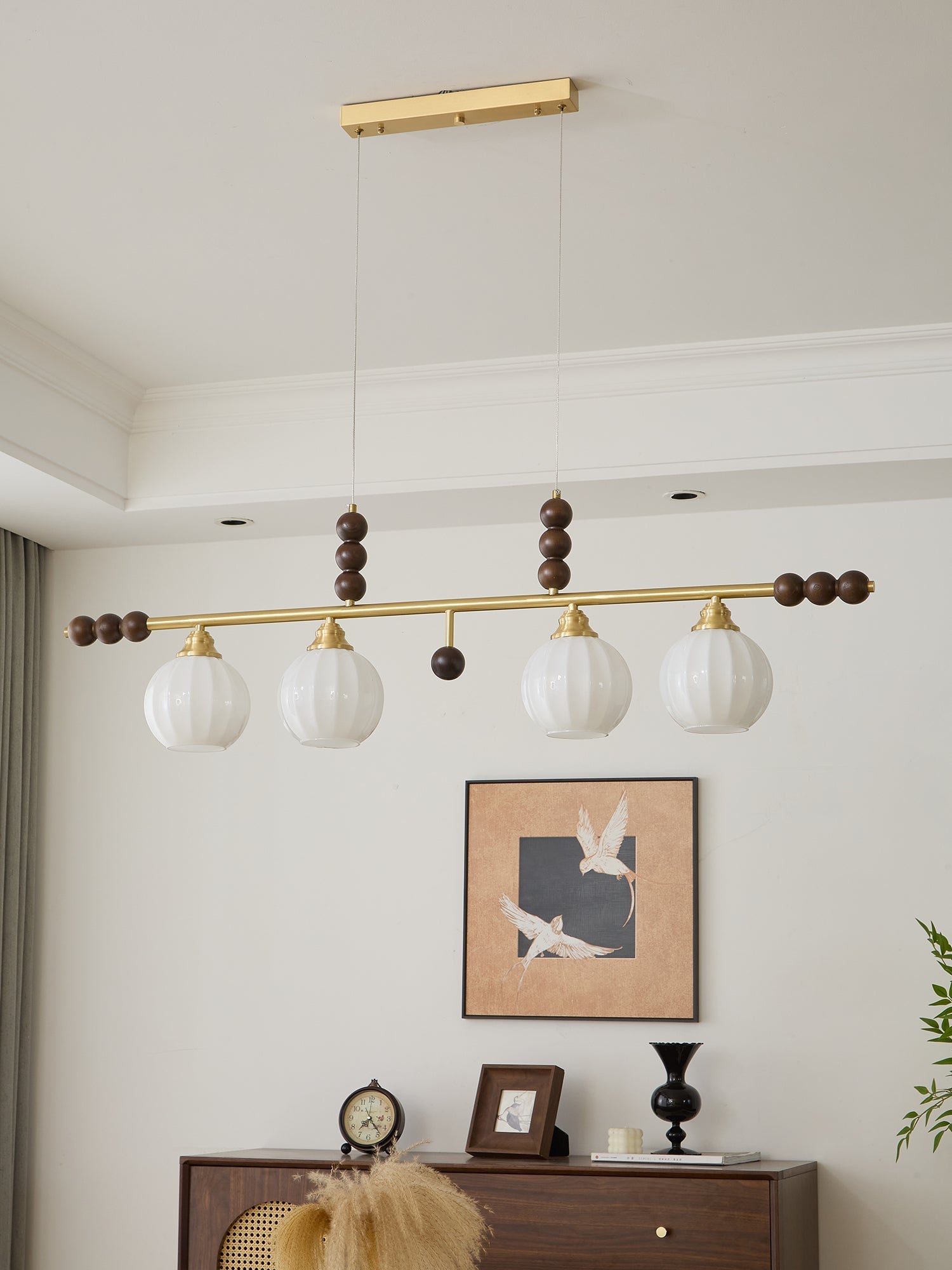 Zerinen Premium Nordic Art Island Glass Wood Pendant Lamp - Letslighting