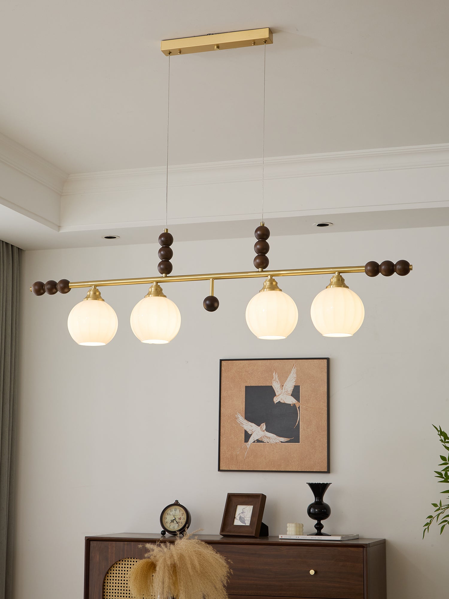 Zerinen Premium Nordic Art Island Glass Wood Pendant Lamp - Letslighting