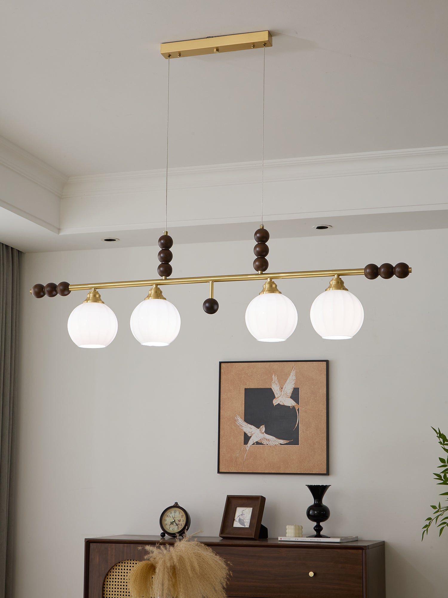 Zerinen Premium Nordic Art Island Glass Wood Pendant Lamp - Letslighting