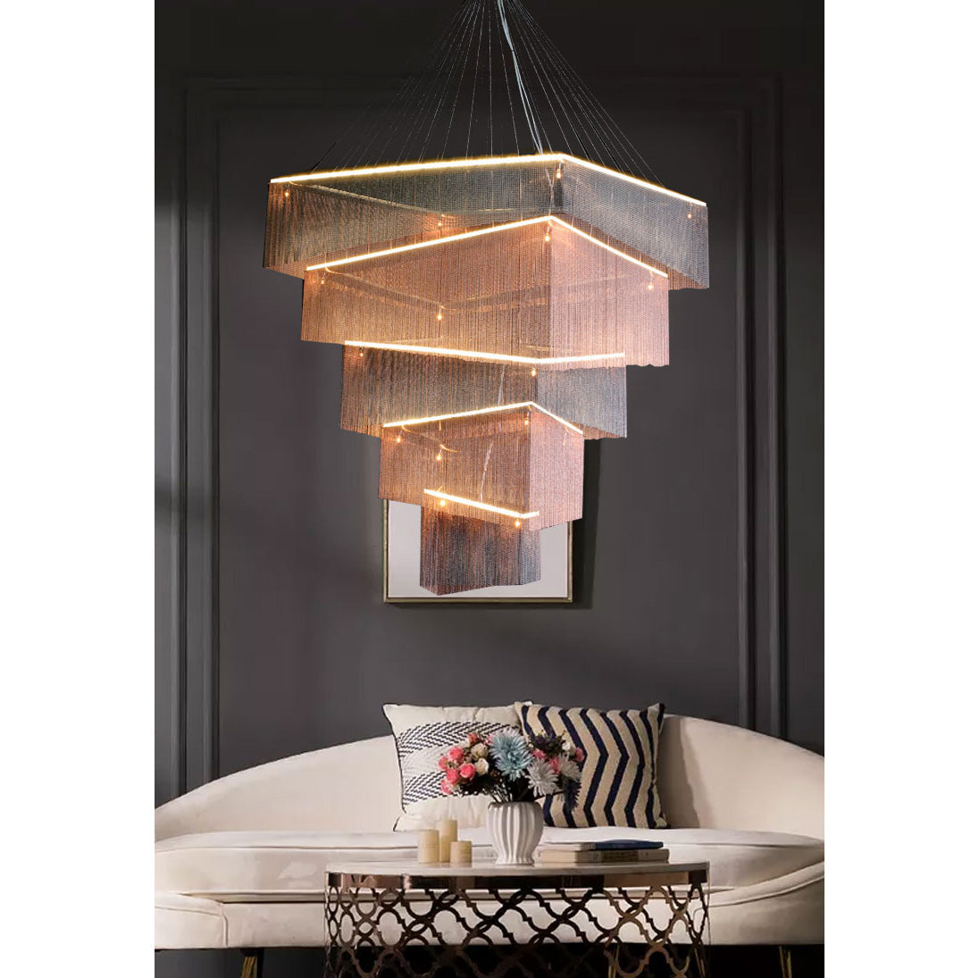 Caeluvyn Postmodern Chain Tassel Chandelier - Letslighting