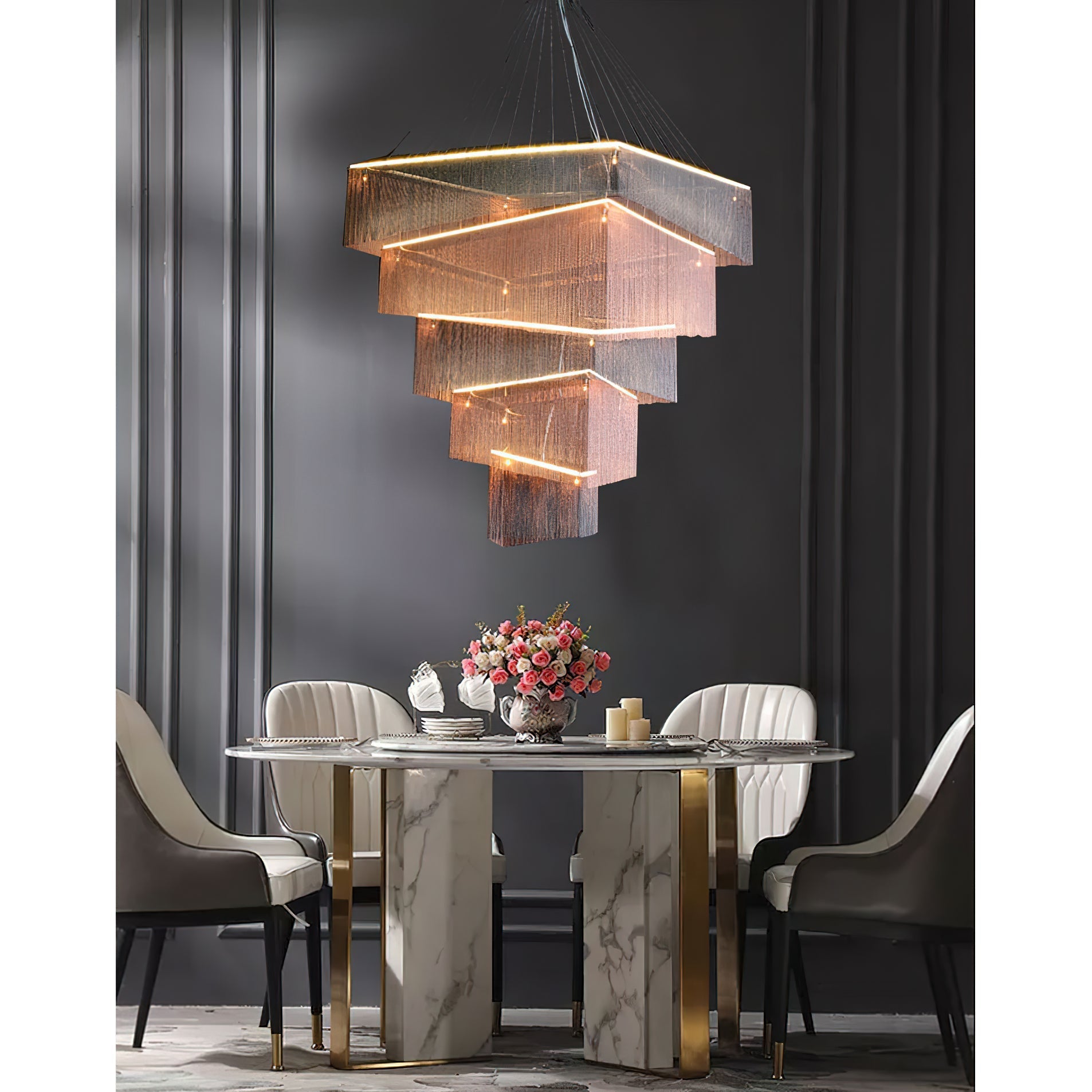 Caeluvyn Postmodern Chain Tassel Chandelier - Letslighting