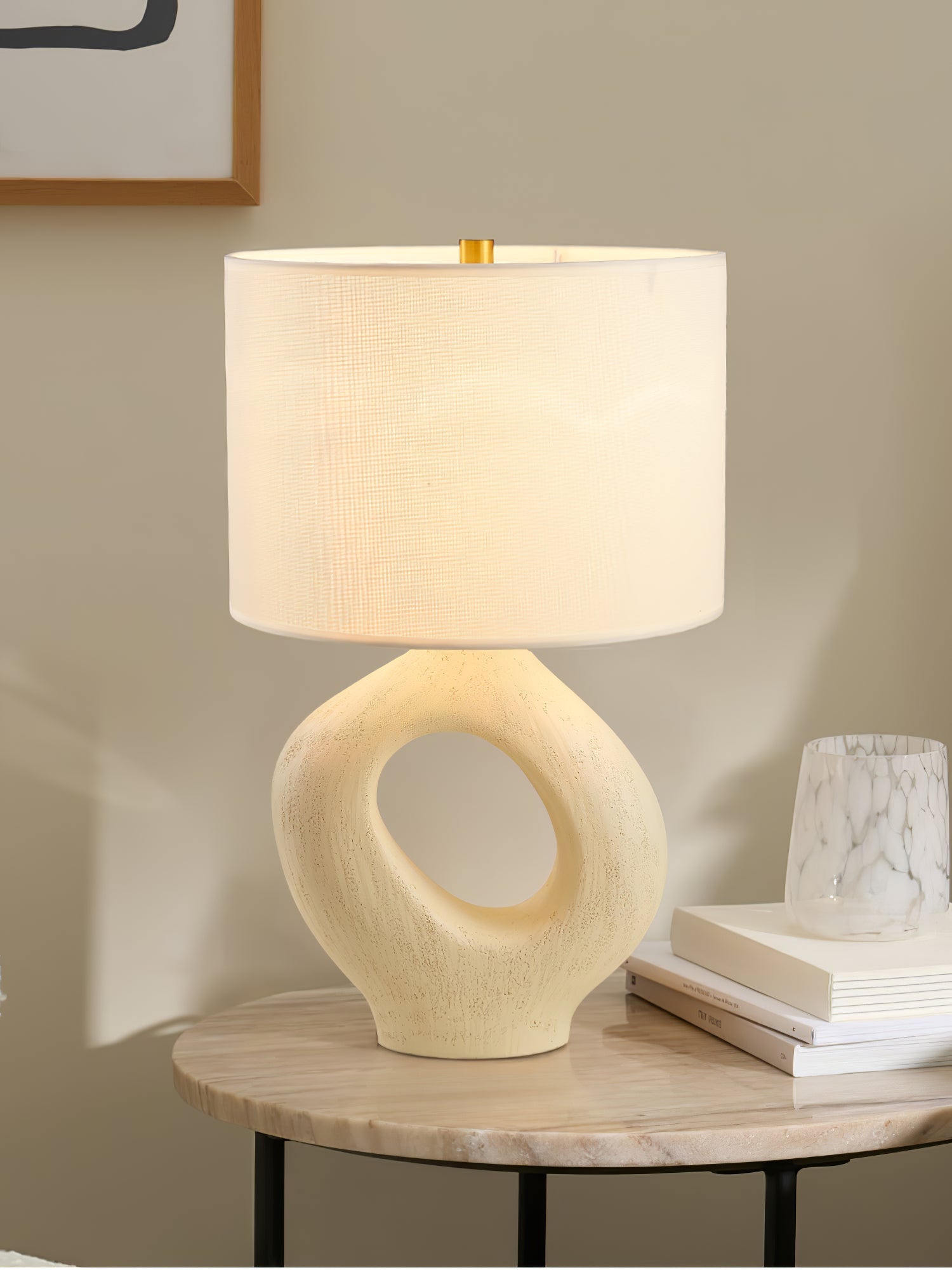 Lumestic Sculptural Resin Fabric Table Lamp - Letslighting
