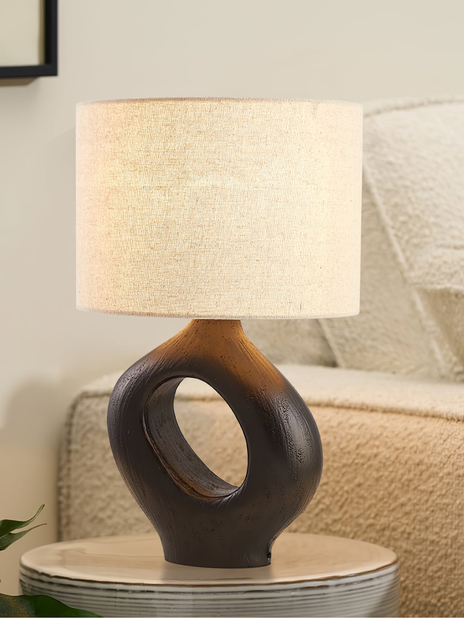 Lumestic Sculptural Resin Fabric Table Lamp - Letslighting