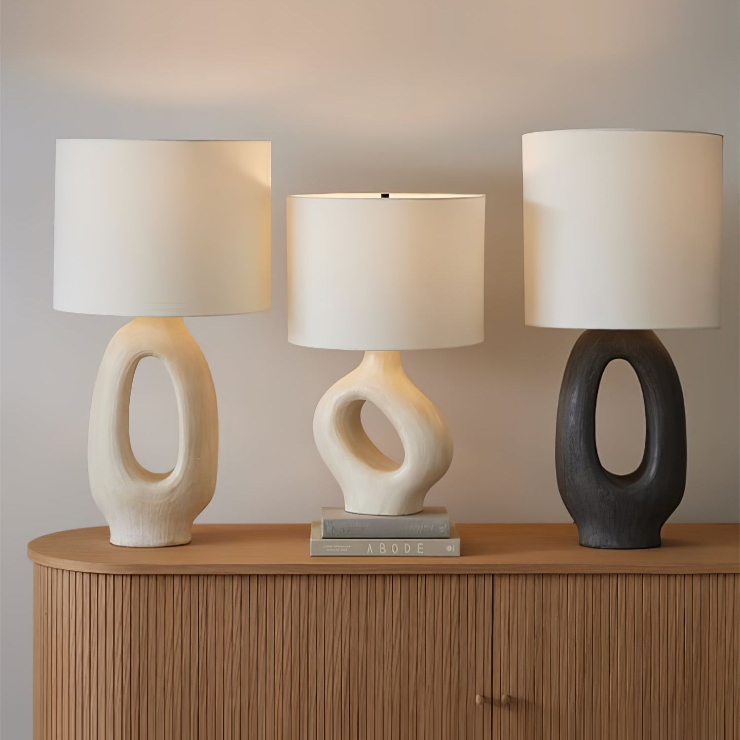 Lumestic Sculptural Resin Fabric Table Lamp - Letslighting