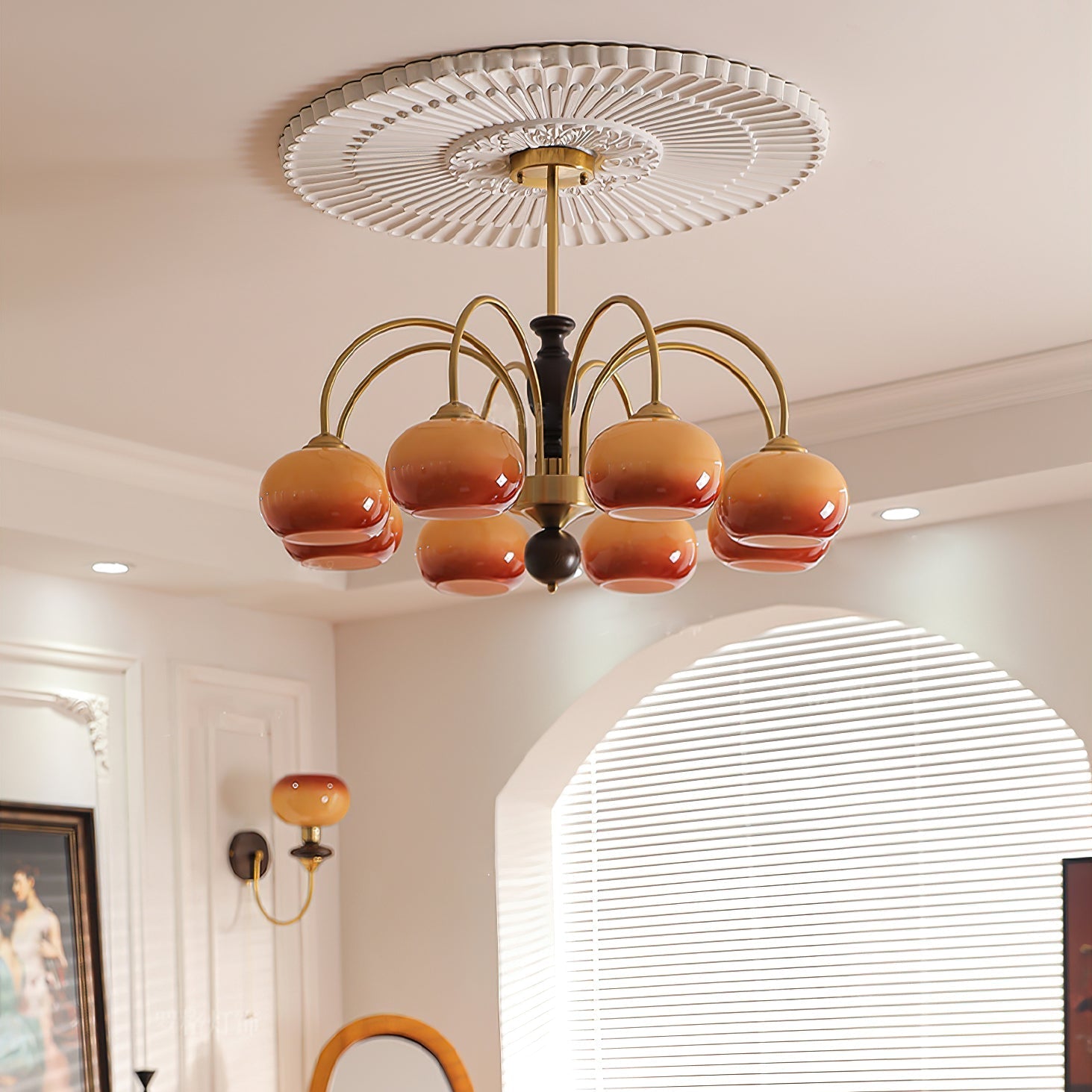 Aurora Chandelier Amberly Arch Curved Arms - Letslighting