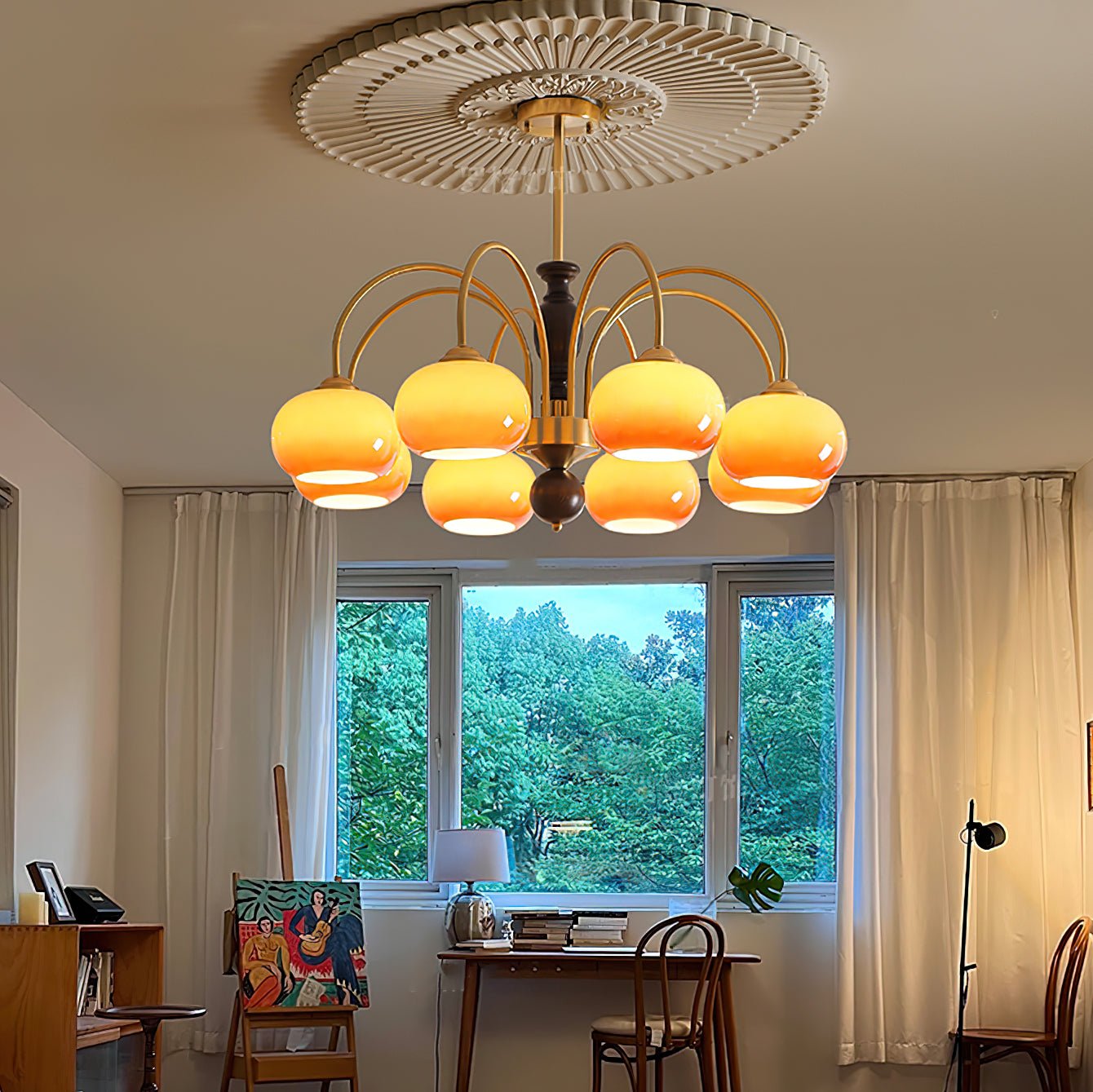 Aurora Chandelier Amberly Arch Curved Arms - Letslighting