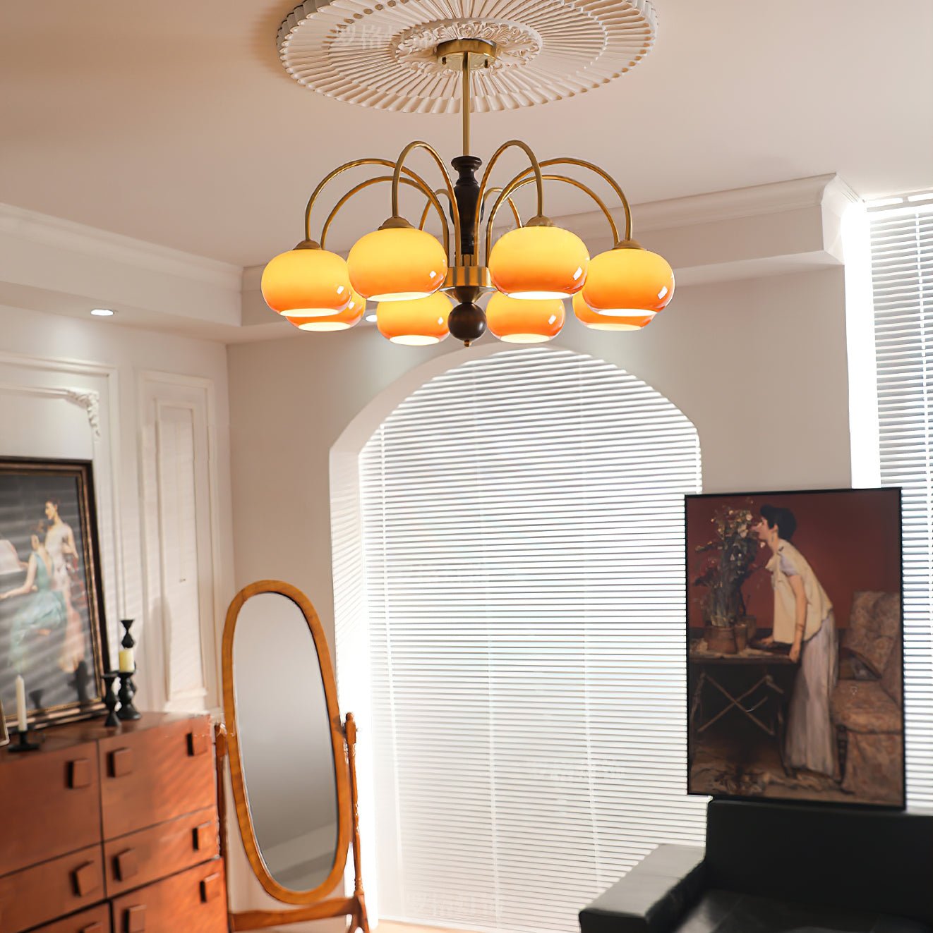 Aurora Chandelier Amberly Arch Curved Arms - Letslighting
