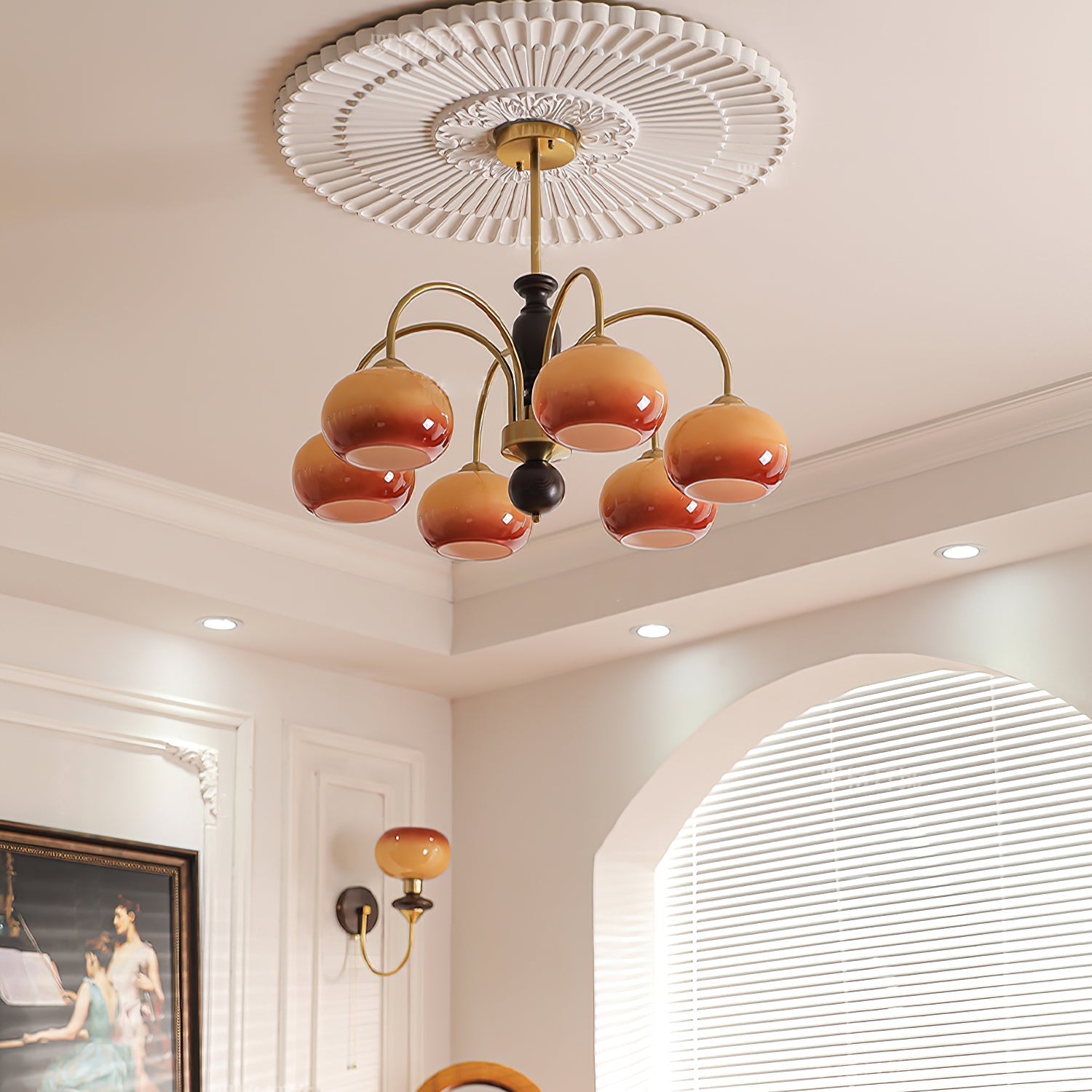 Aurora Chandelier Amberly Arch Curved Arms - Letslighting