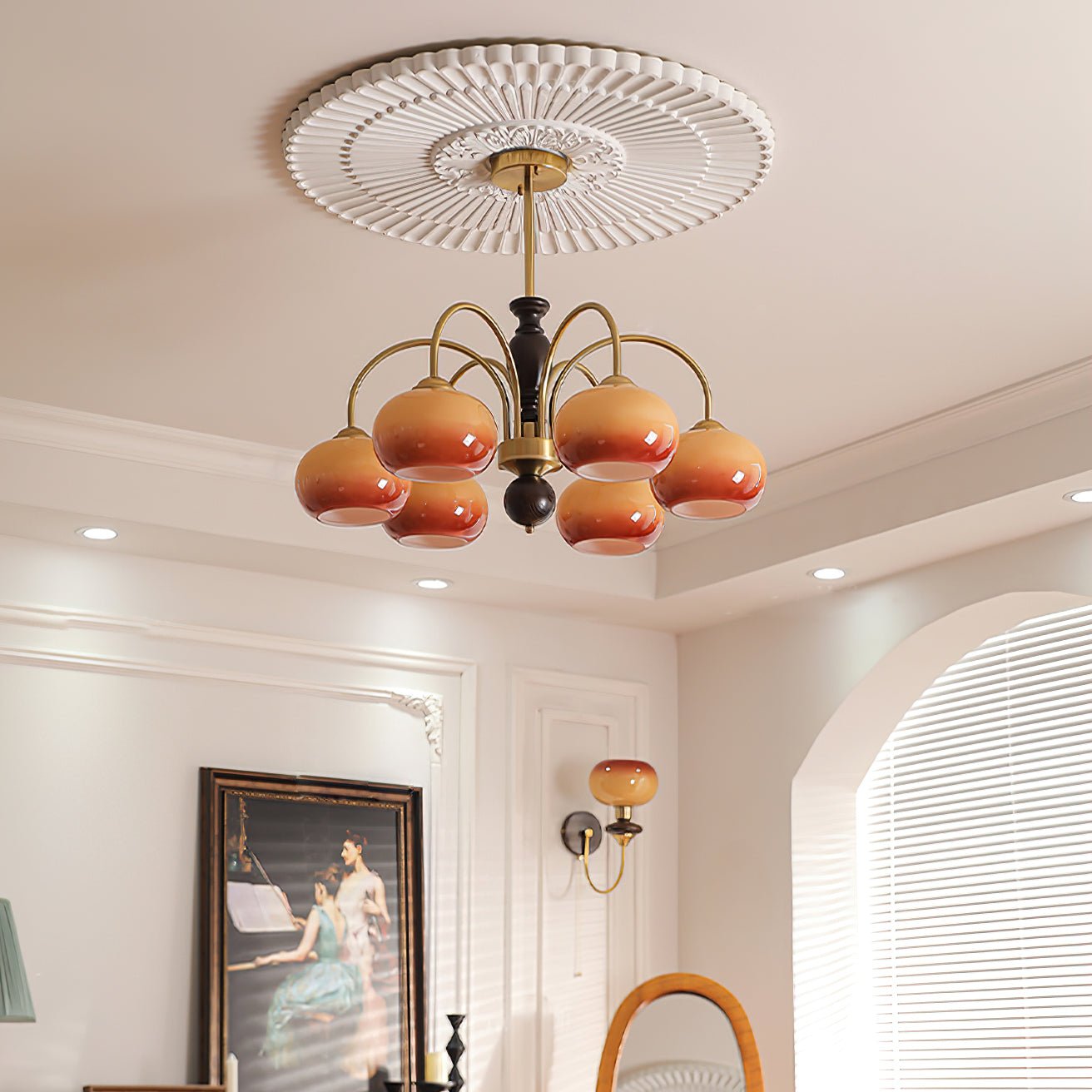 Aurora Chandelier Amberly Arch Curved Arms - Letslighting